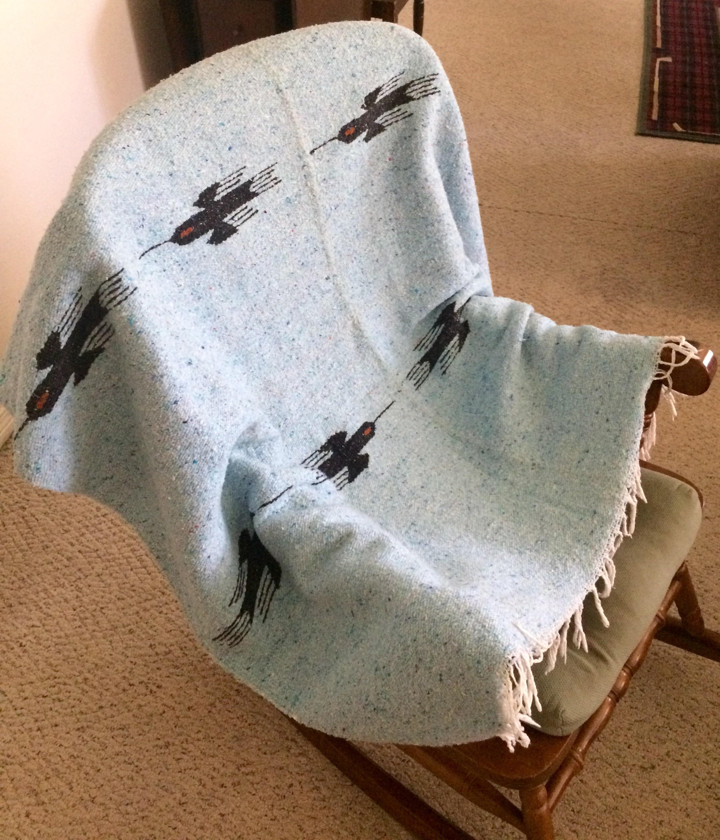 LOVE the sky blue in this throw blanket r/ThriftStoreHauls