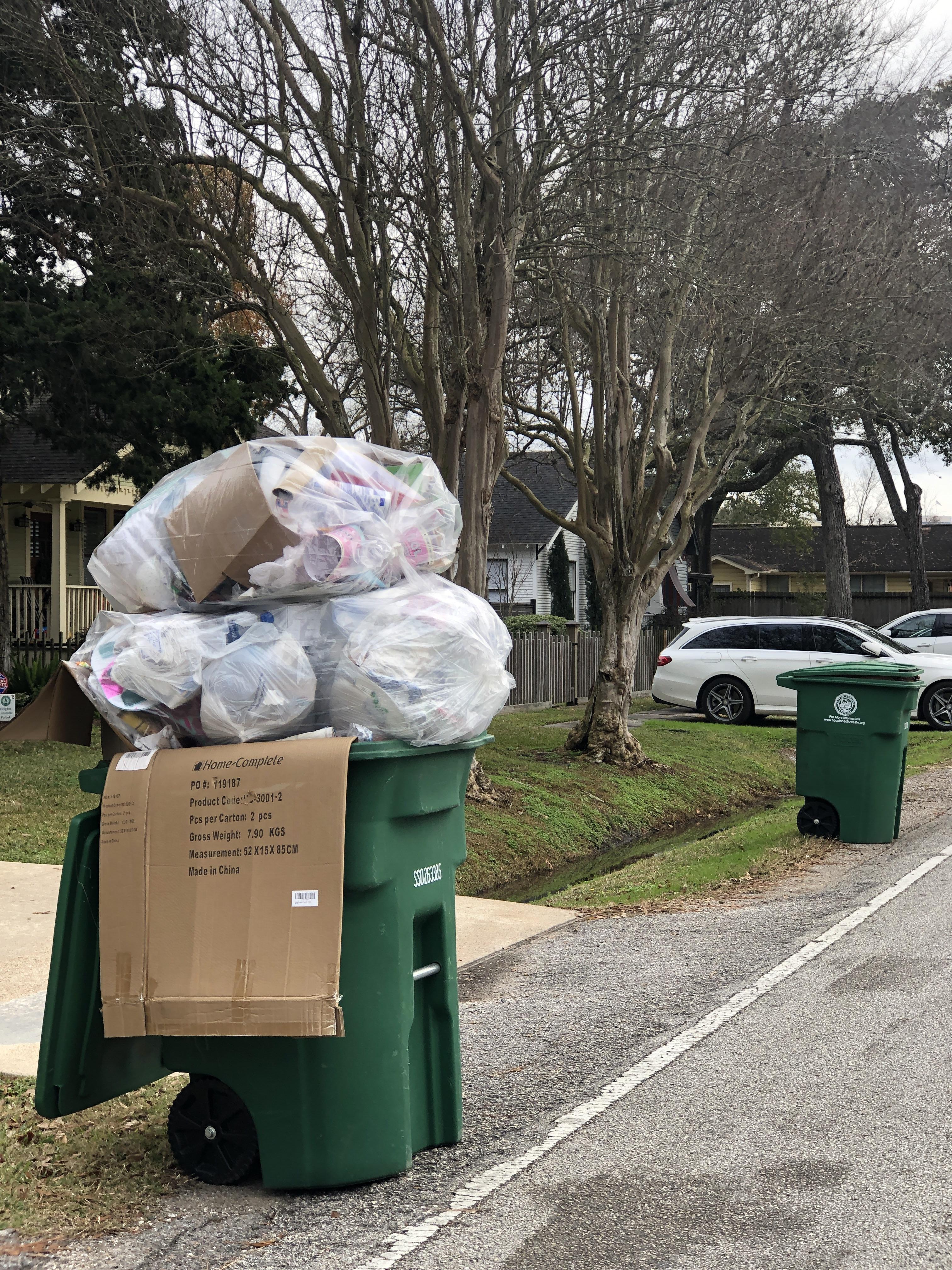 Day 5 of the recycling freeze. Neighbor is beginning to turn in