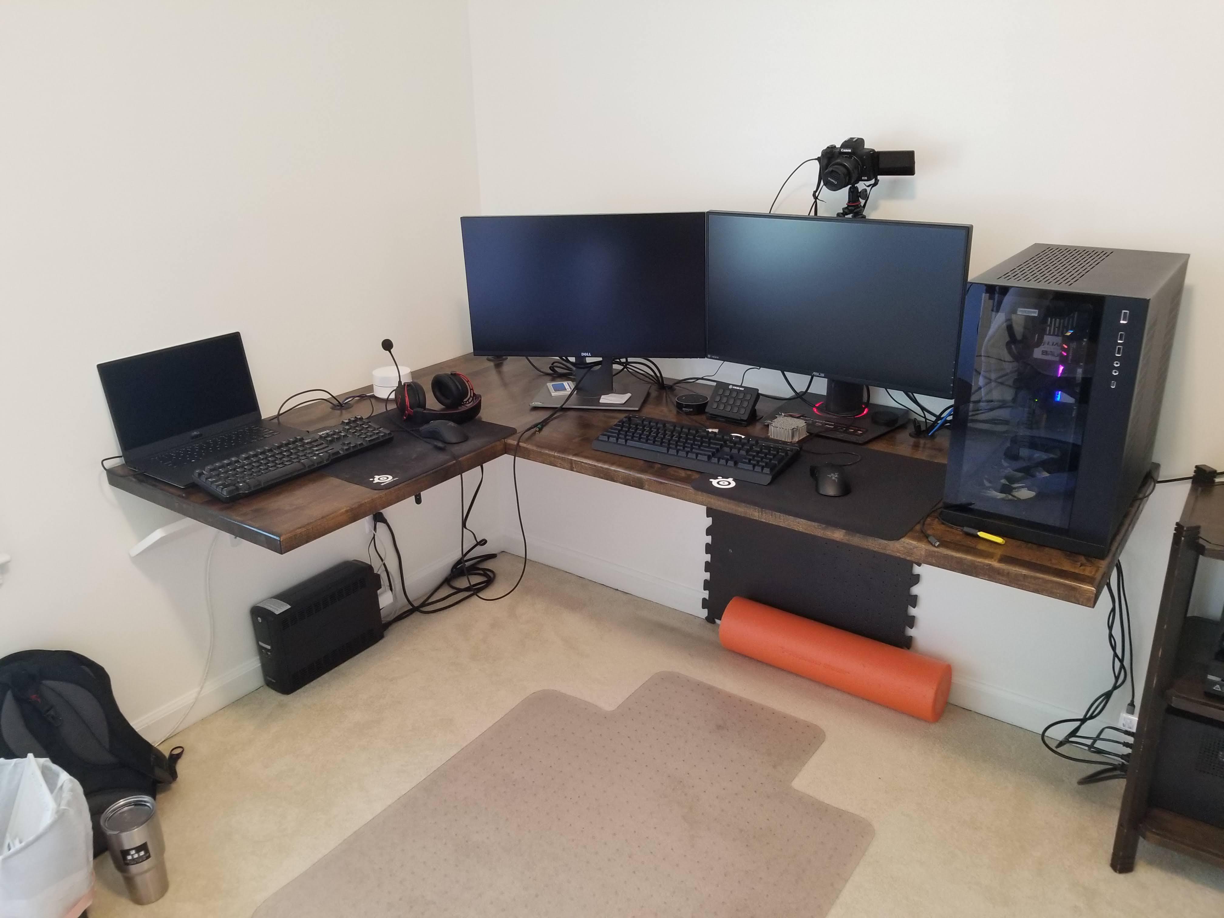 Butcher block floating desk. Homedepot r/battlestations