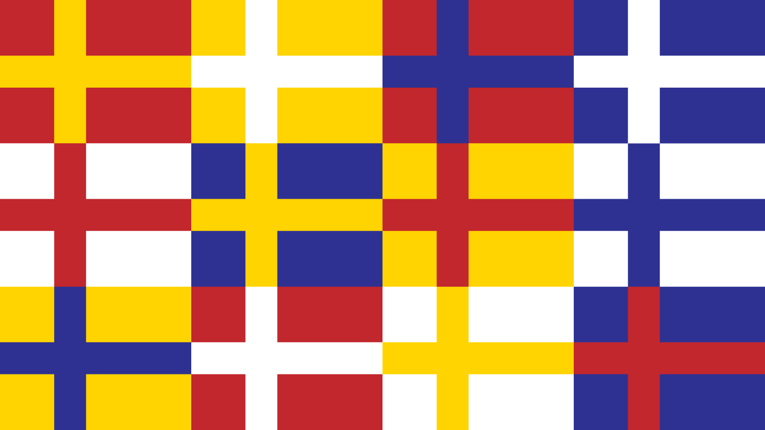 I put all twocolor permutations of the Red/Blue/Yellow/White Nordic