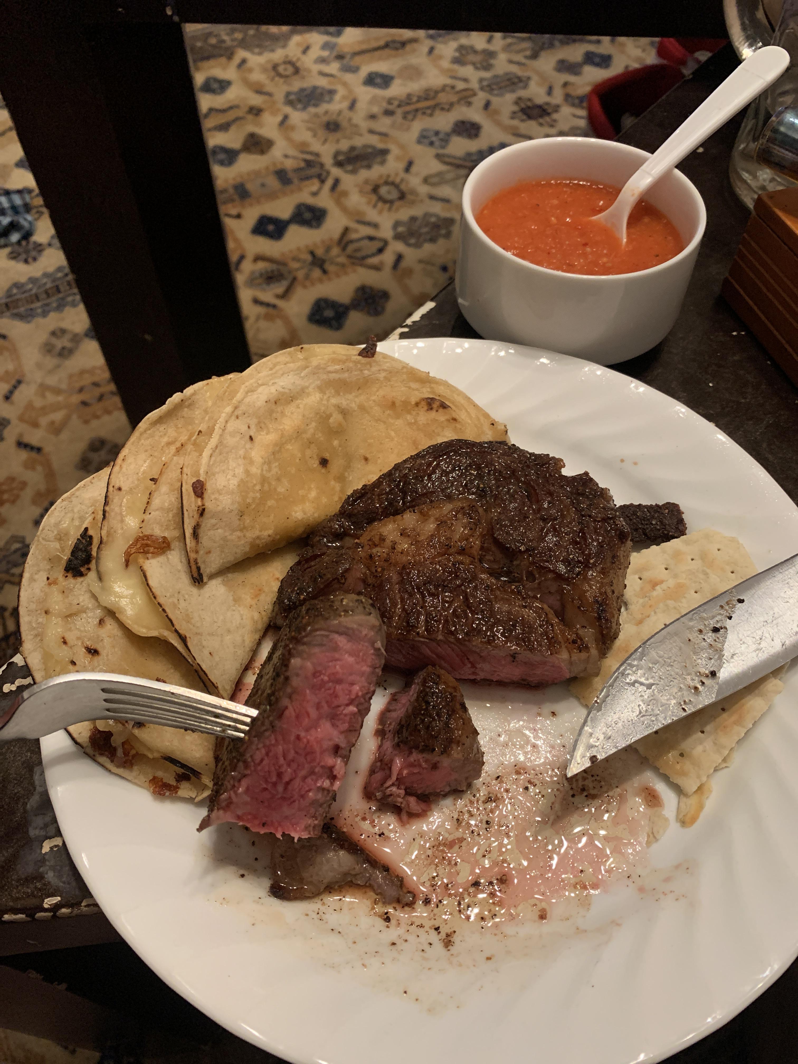 6 ribeye with quesadillas and habanero salsa r/steak