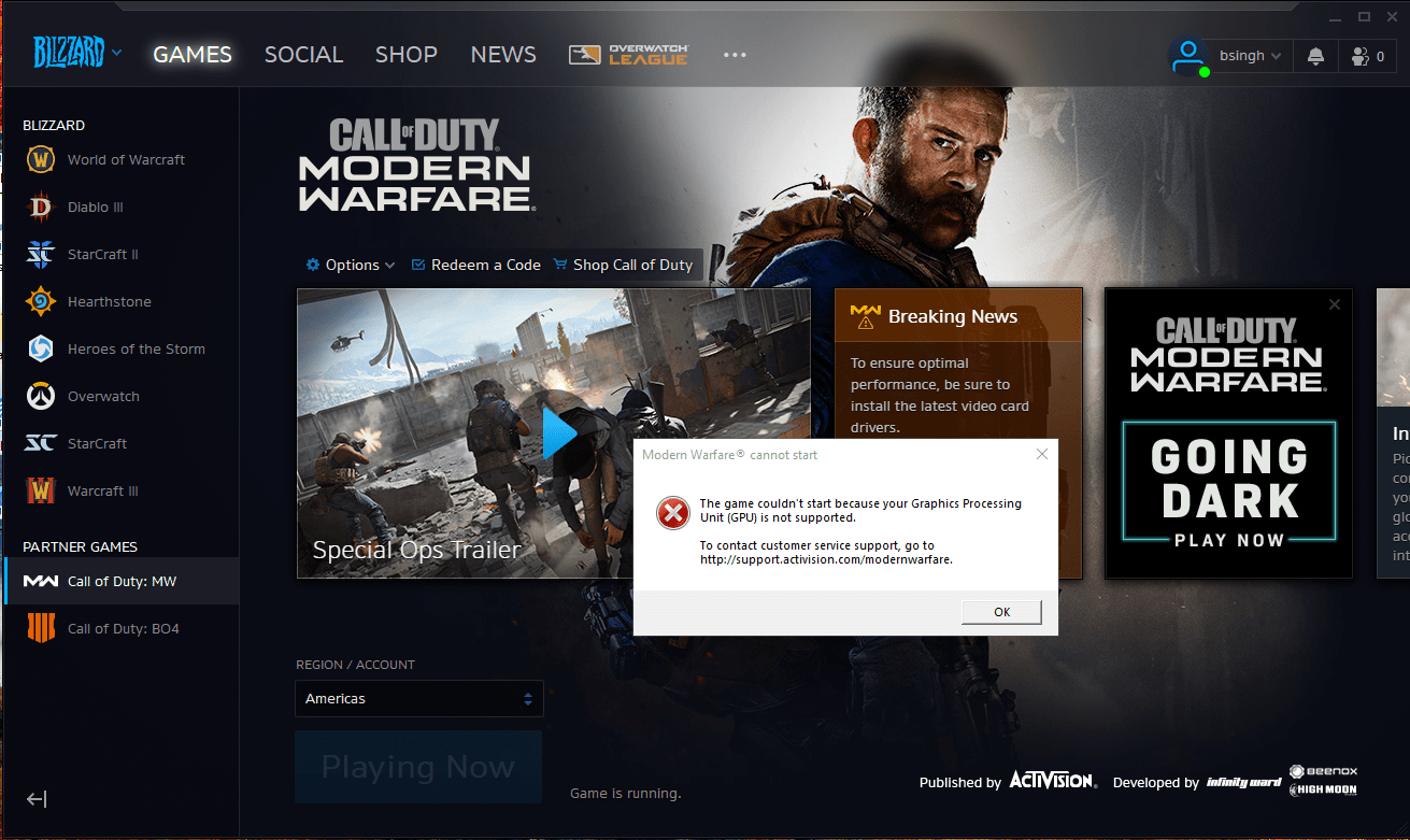 PLEASE HELP! wont let me start Modern Warfare? r/Blizzard