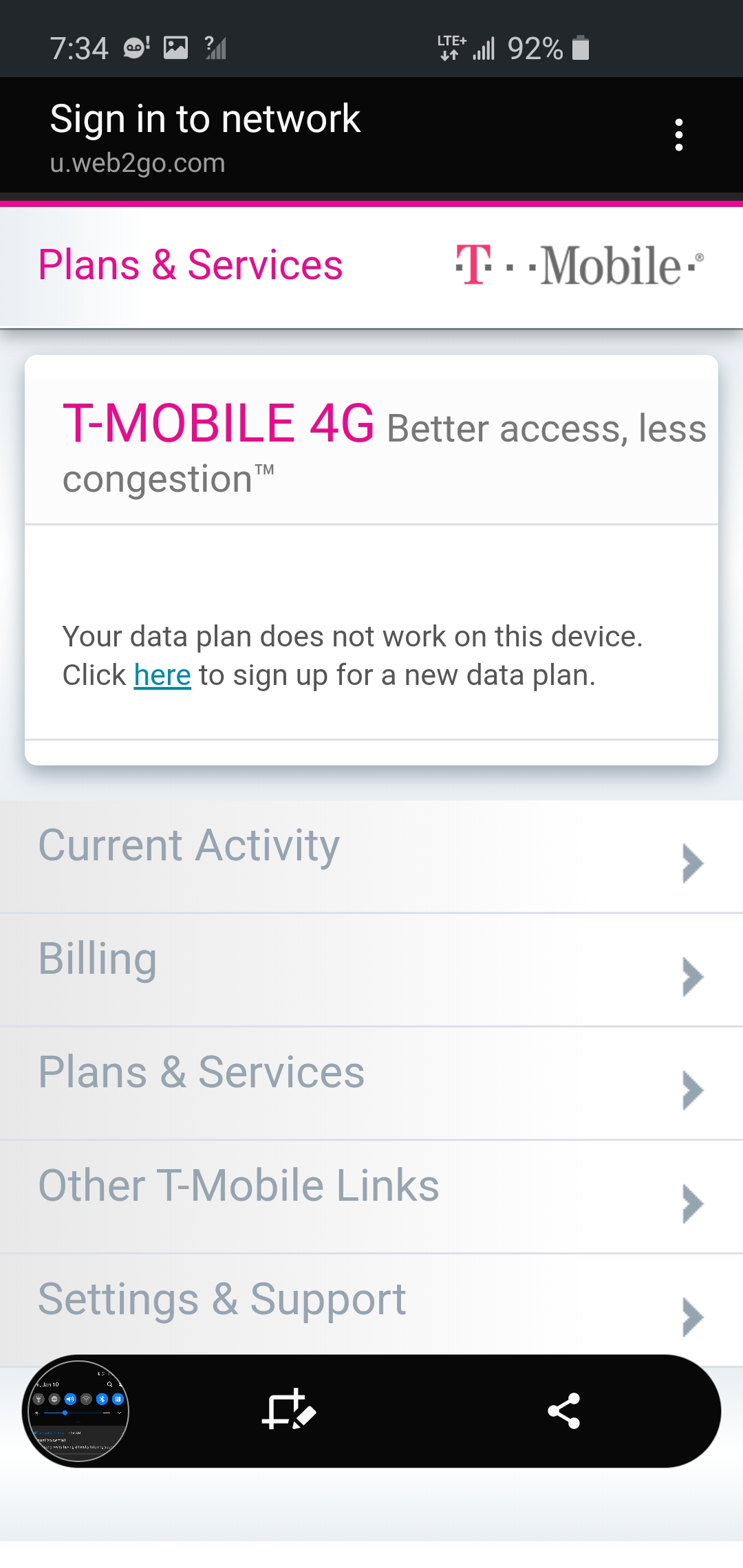 Prompted to sign into network Mint and get this when I click the