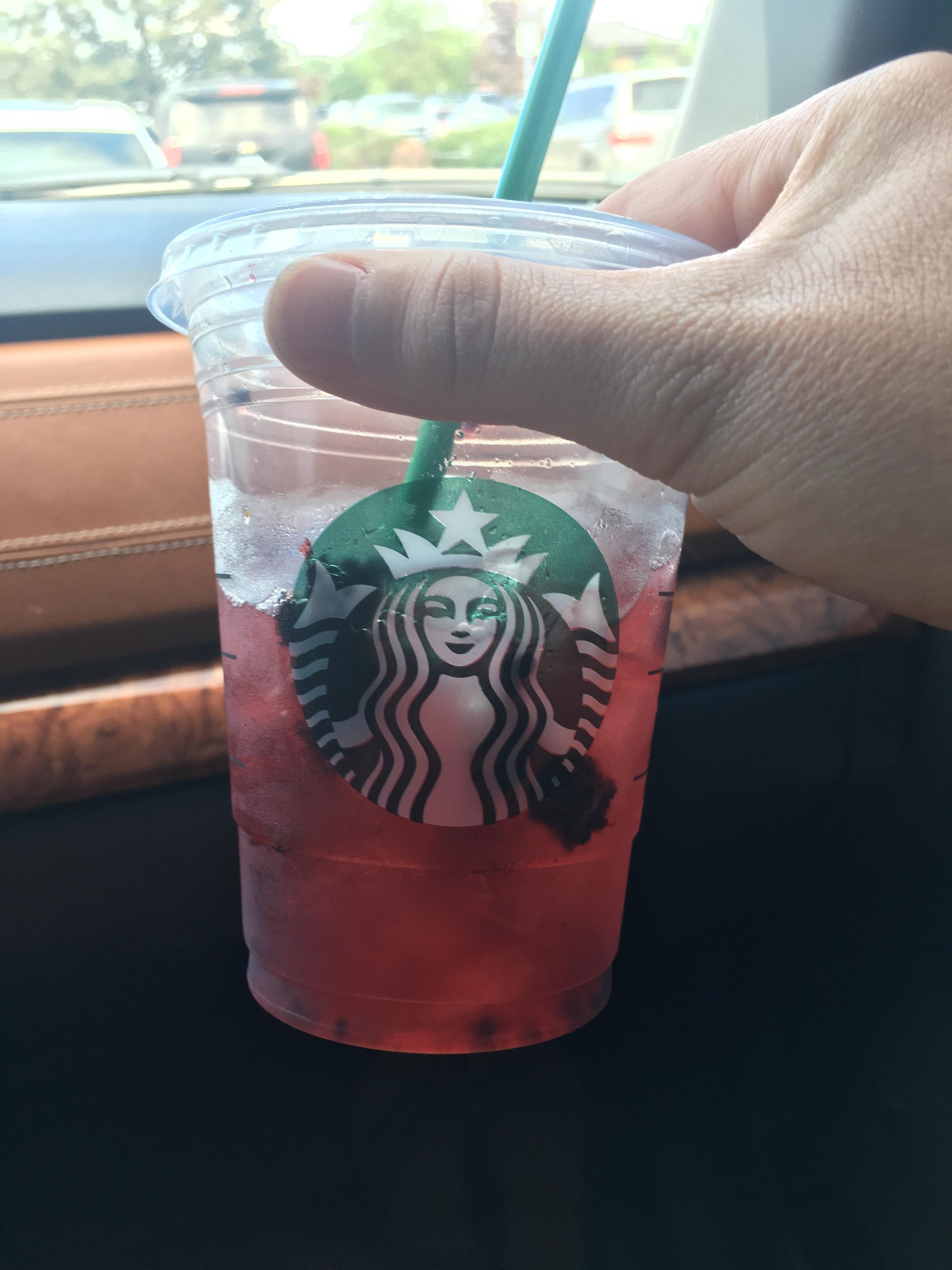 Only 100 calories, grande Starbucks very Berry Hibiscus refresher. It