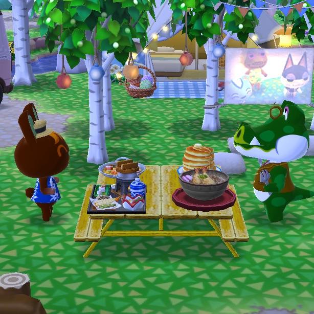I wish they could actually sit at the picnic table. r/ACPocketCamp