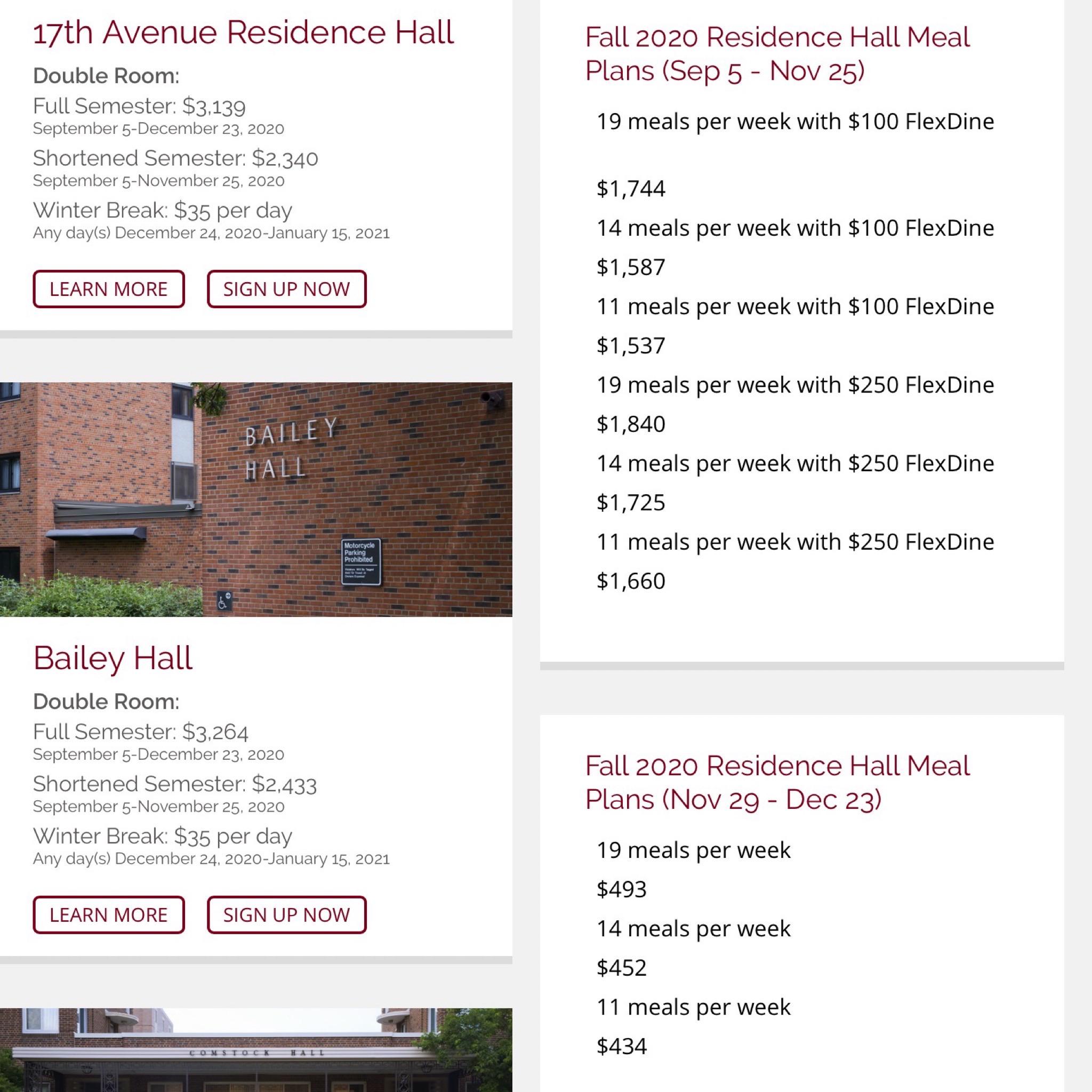 Updated Housing and Meal Plan Costs r/uofmn