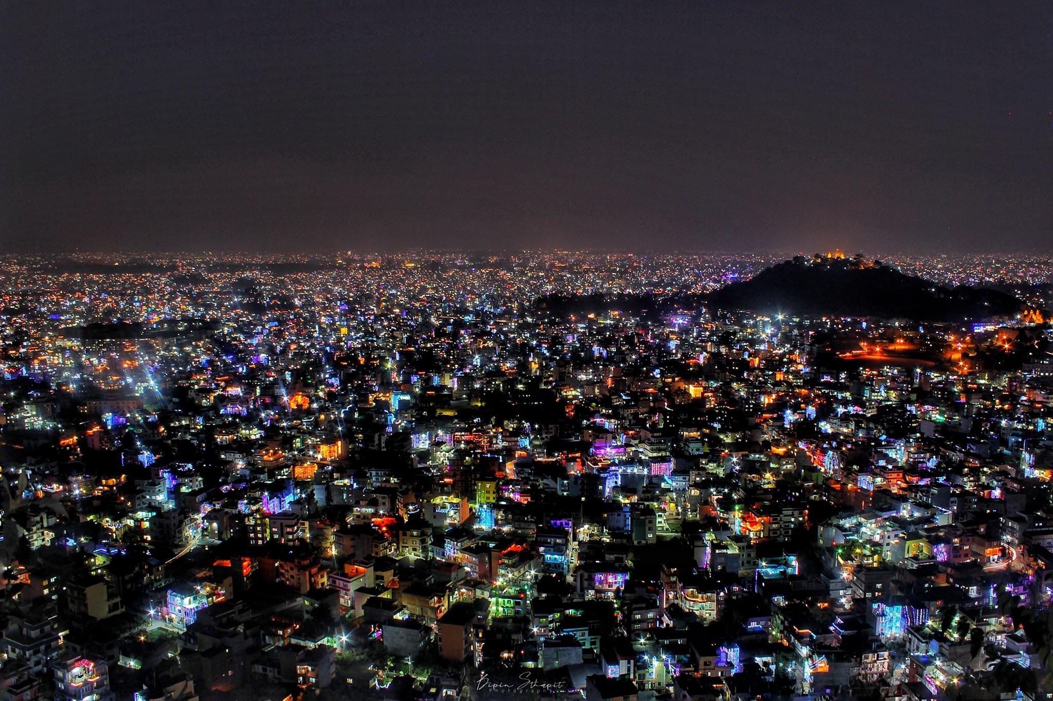 City of Kathmandu as seen during festival of lights. r/pics