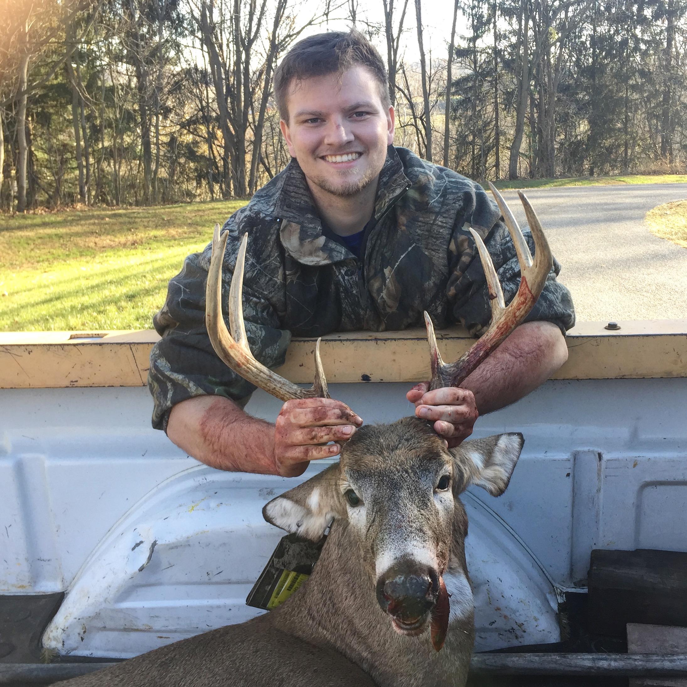 8 point buck I got in Pennsylvania. Only in the woods for an hour! r