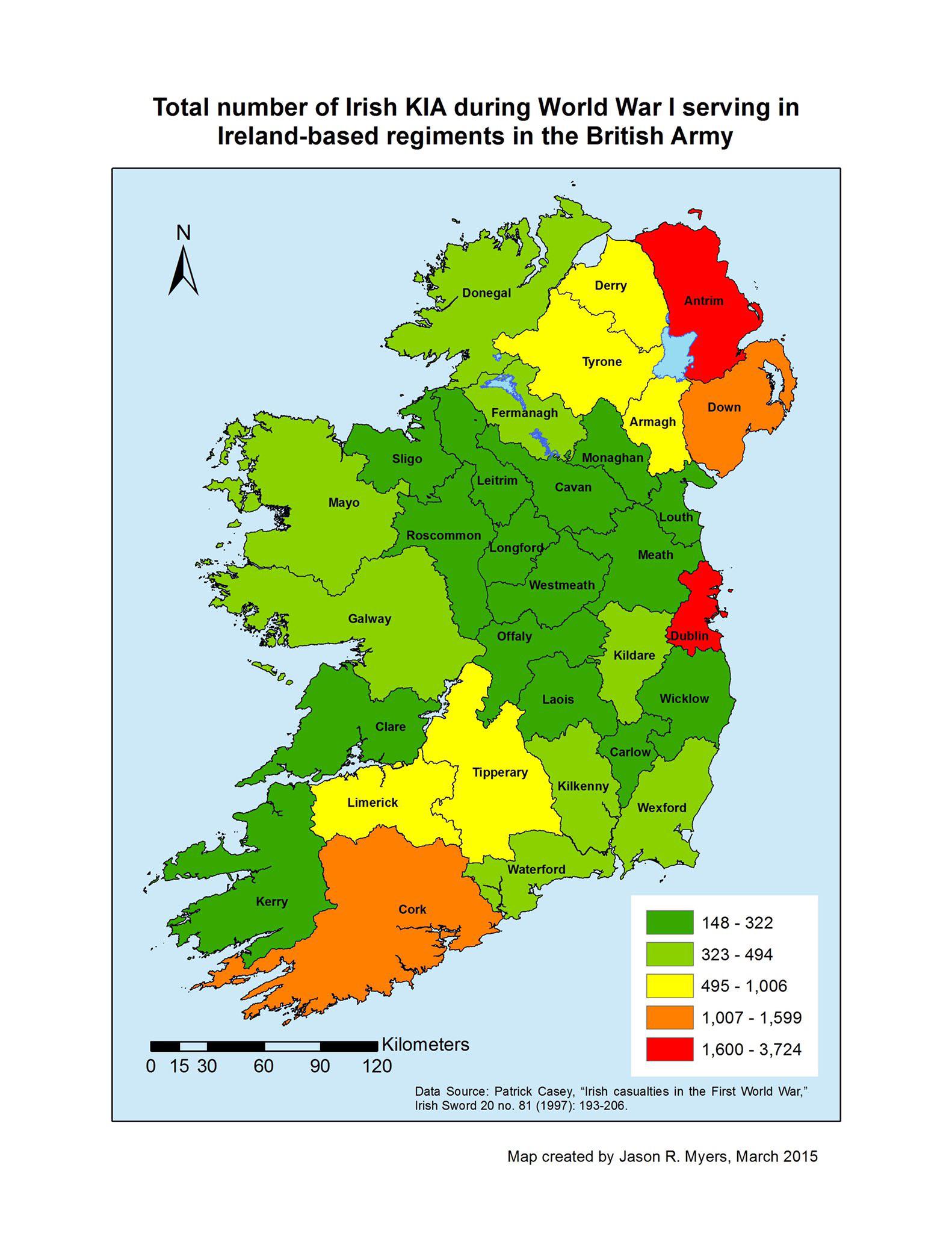 The Irish death rates per county during World War 1. r/ireland