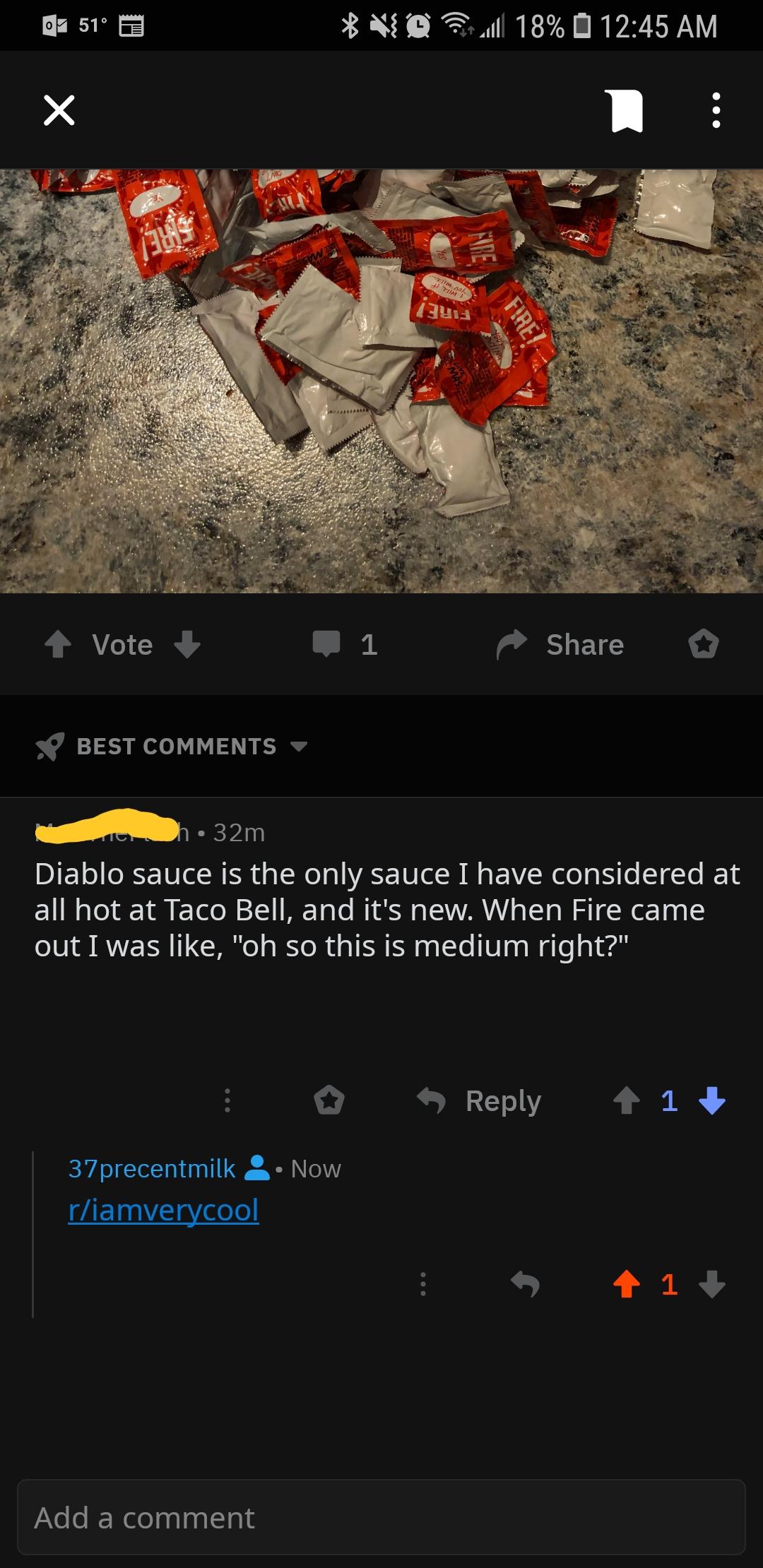 On taco bell sauce r/iamverycool