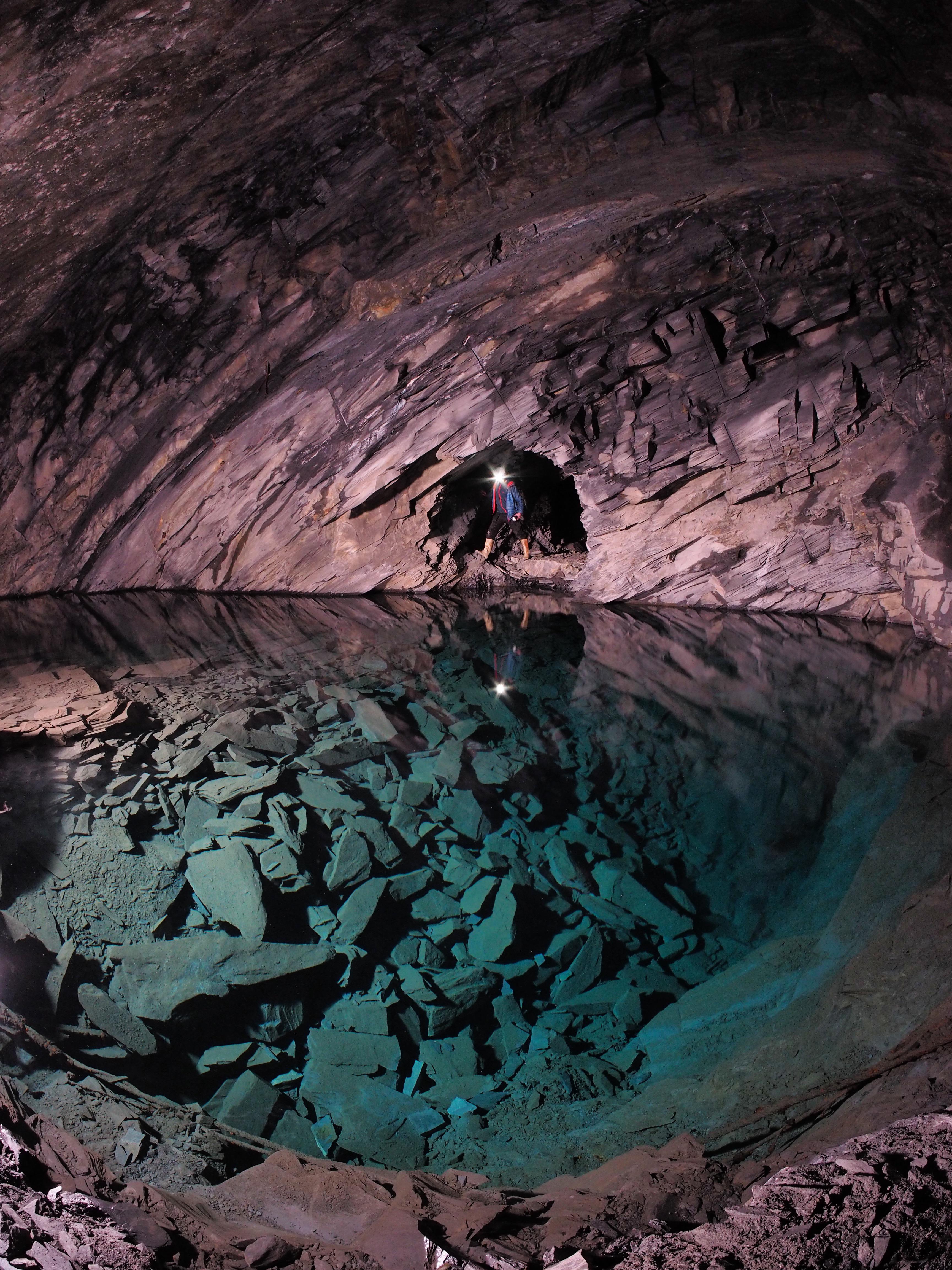 Flooded Cavern in Abandoned Slate mine .. more info in comment [OP] r/geology