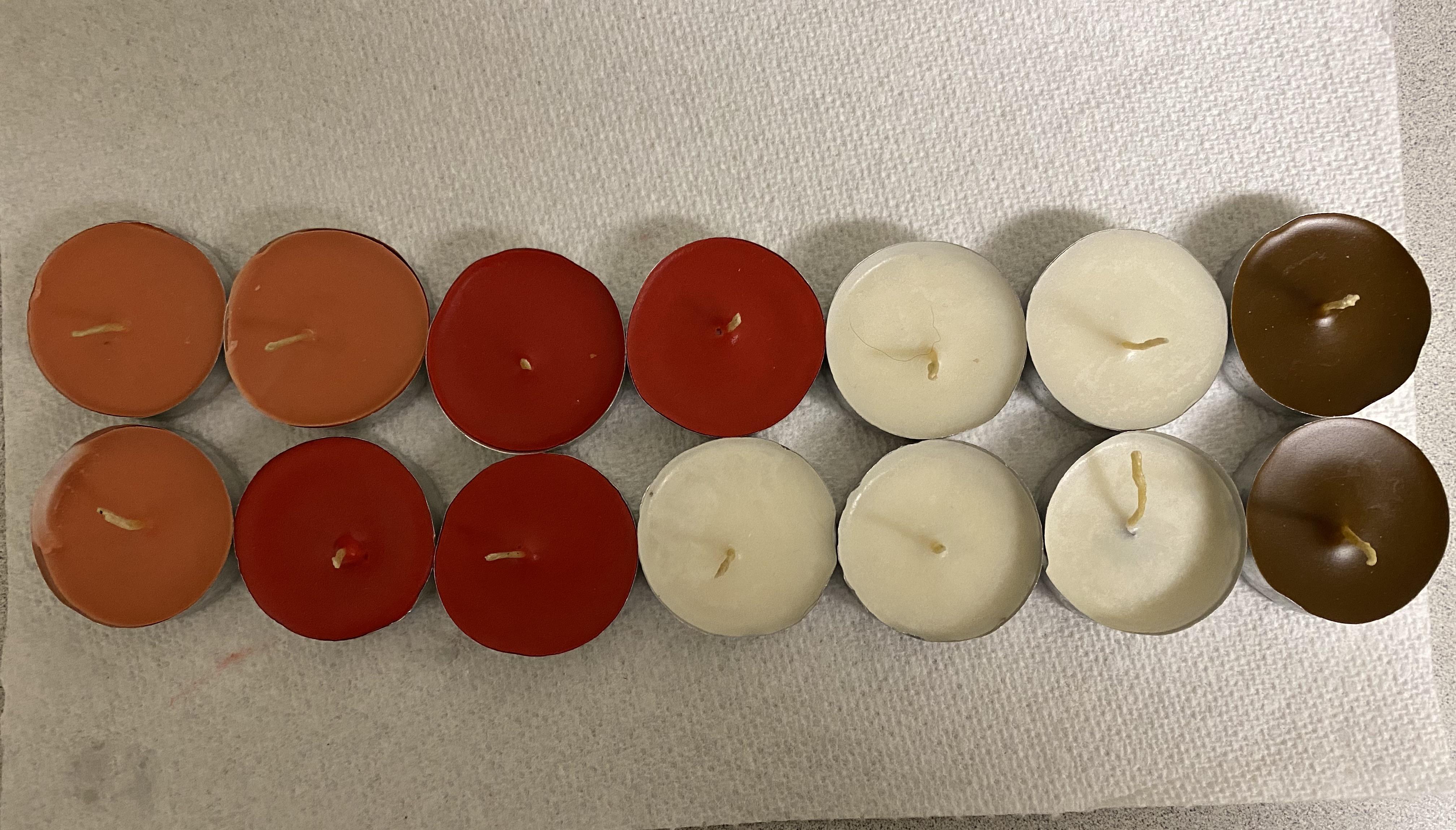 Used burned down tea light tins and wick holders, bought a spool of