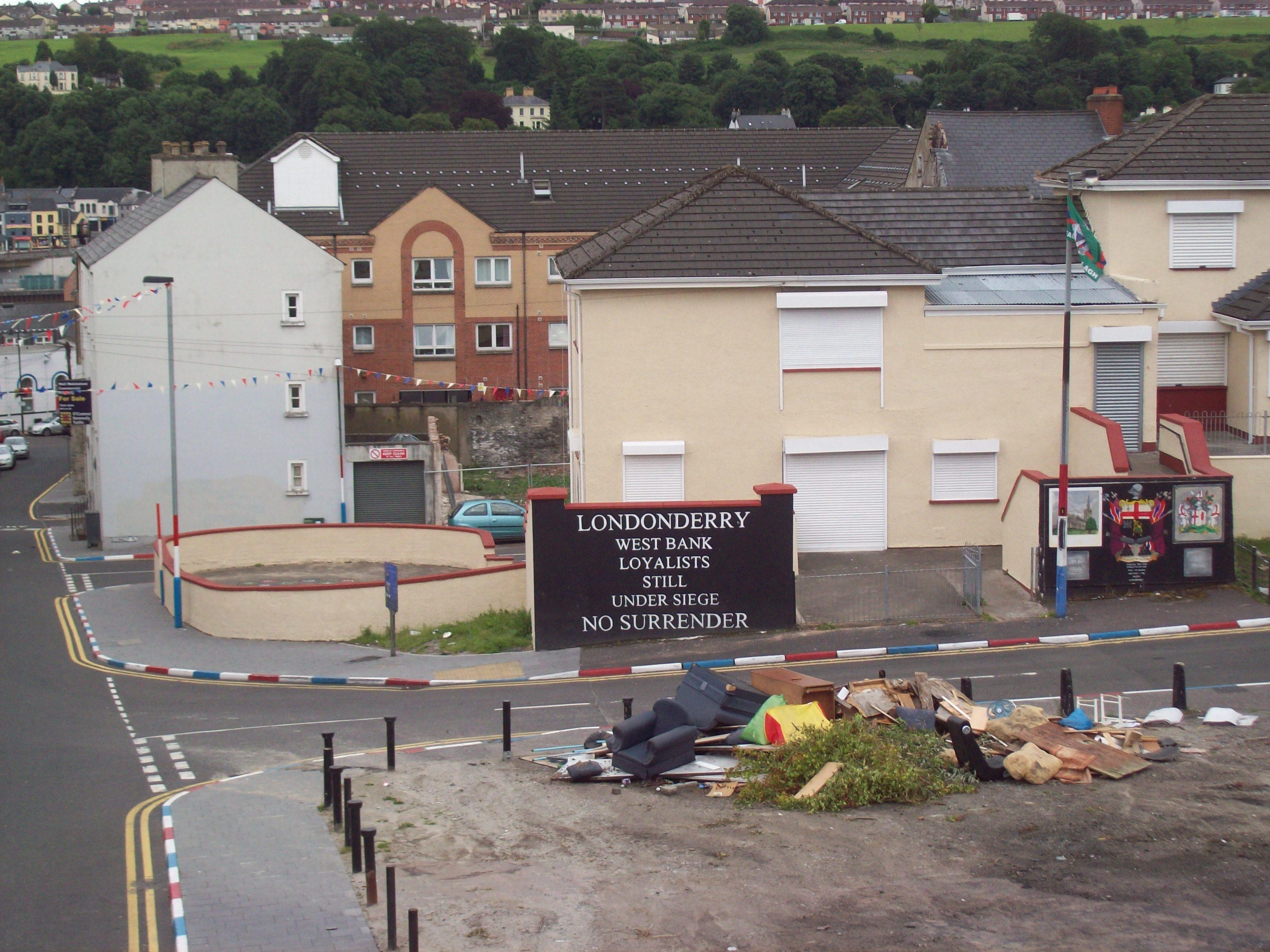Derry/Londonderry in Northern Ireland. A protestant enclave within a