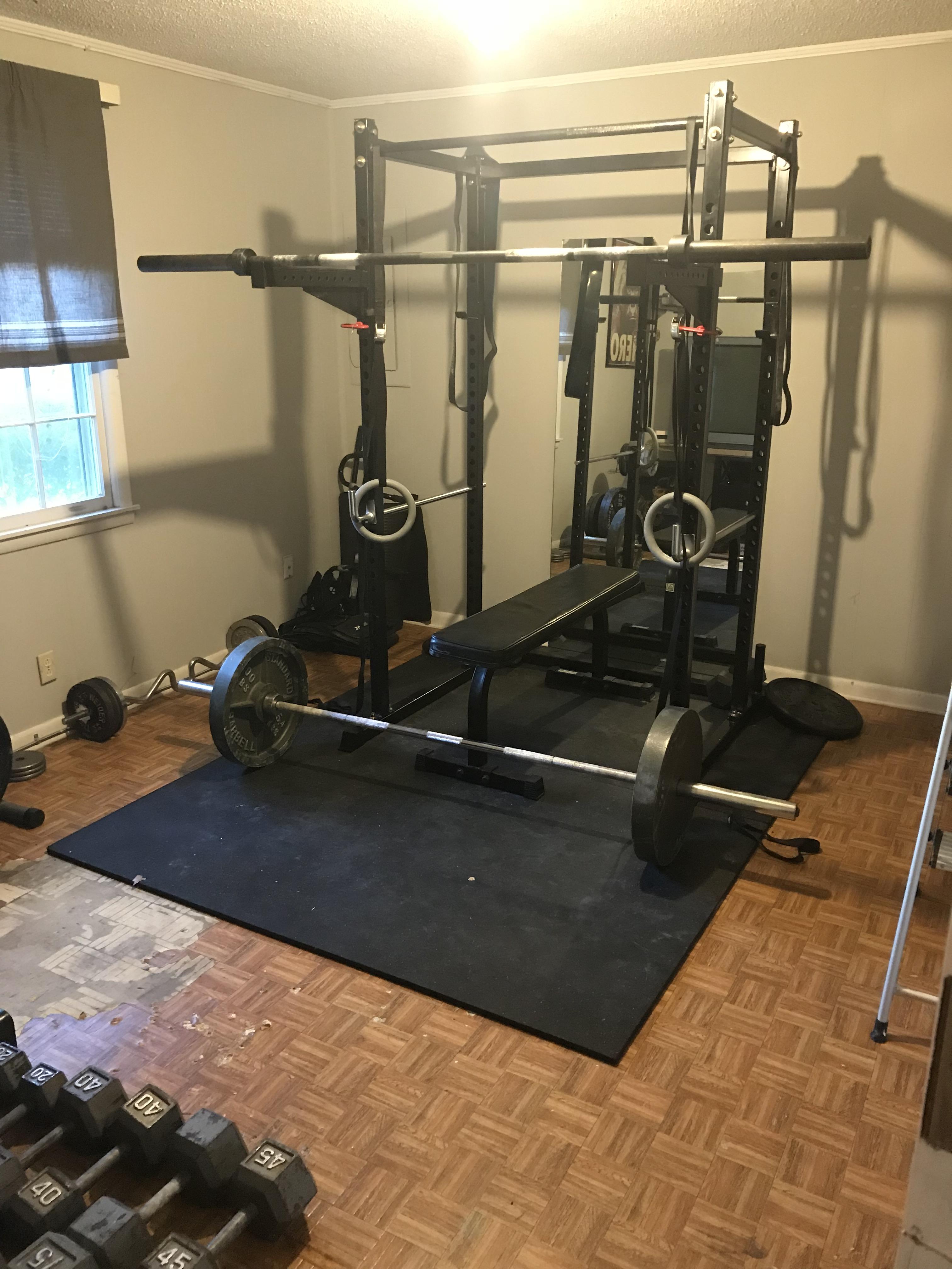 Gym upgrade. Freshly painted room and new rack really ties it all