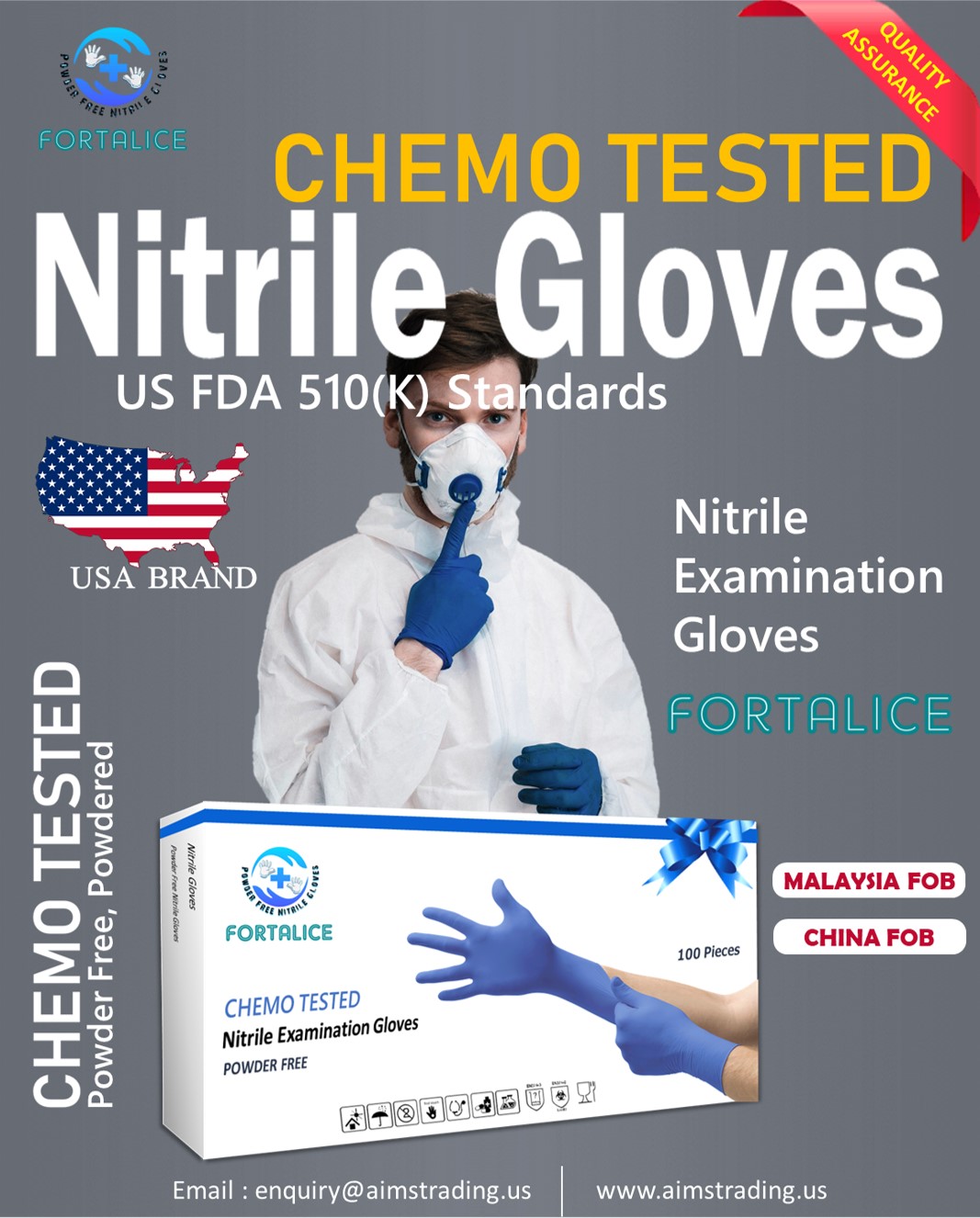 USA BRAND FORTALICE NITRILE GLOVES, Production Allocation Available