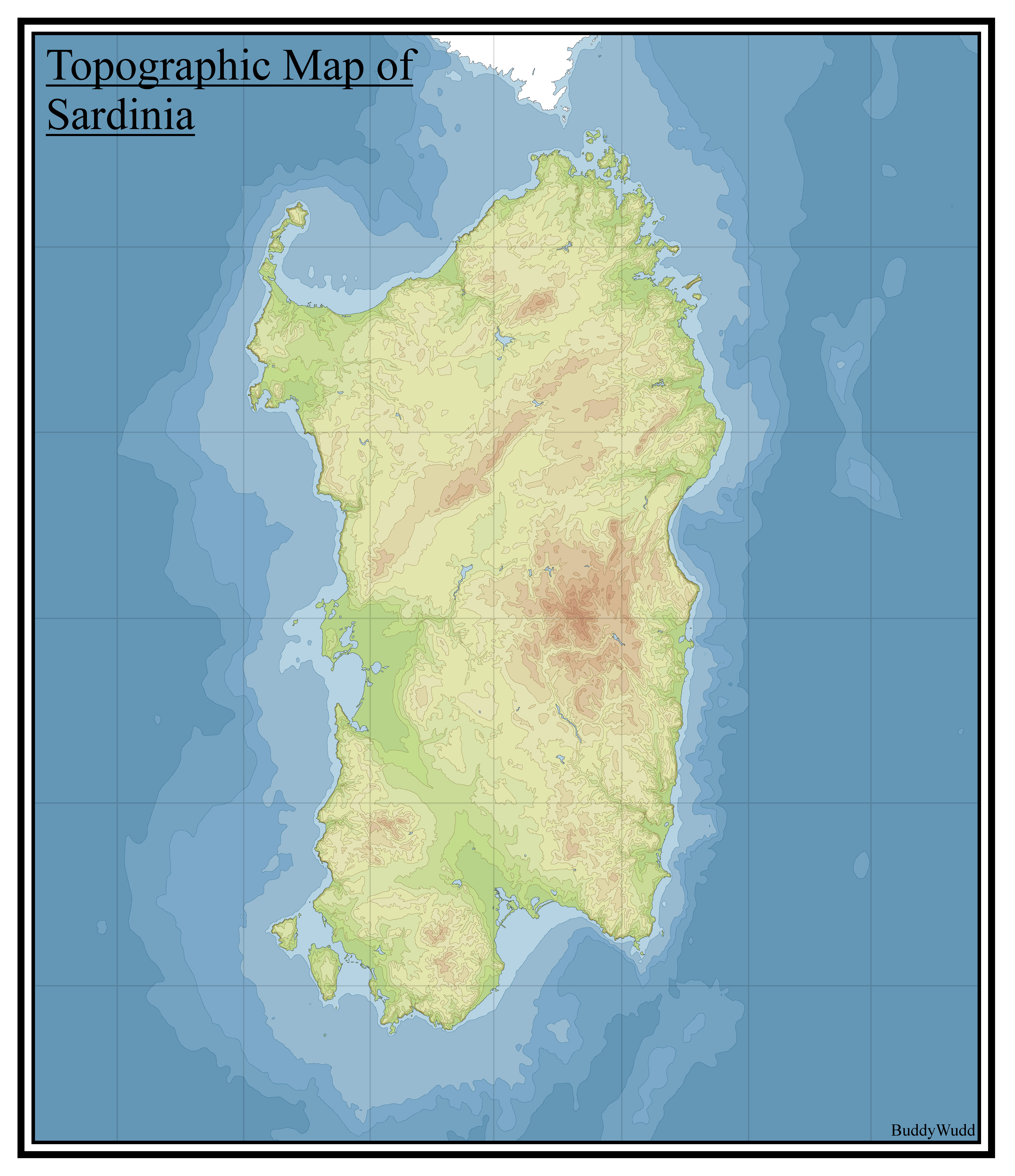 Topographic Map of Sardinia (OC) [5804x6724] r/MapPorn