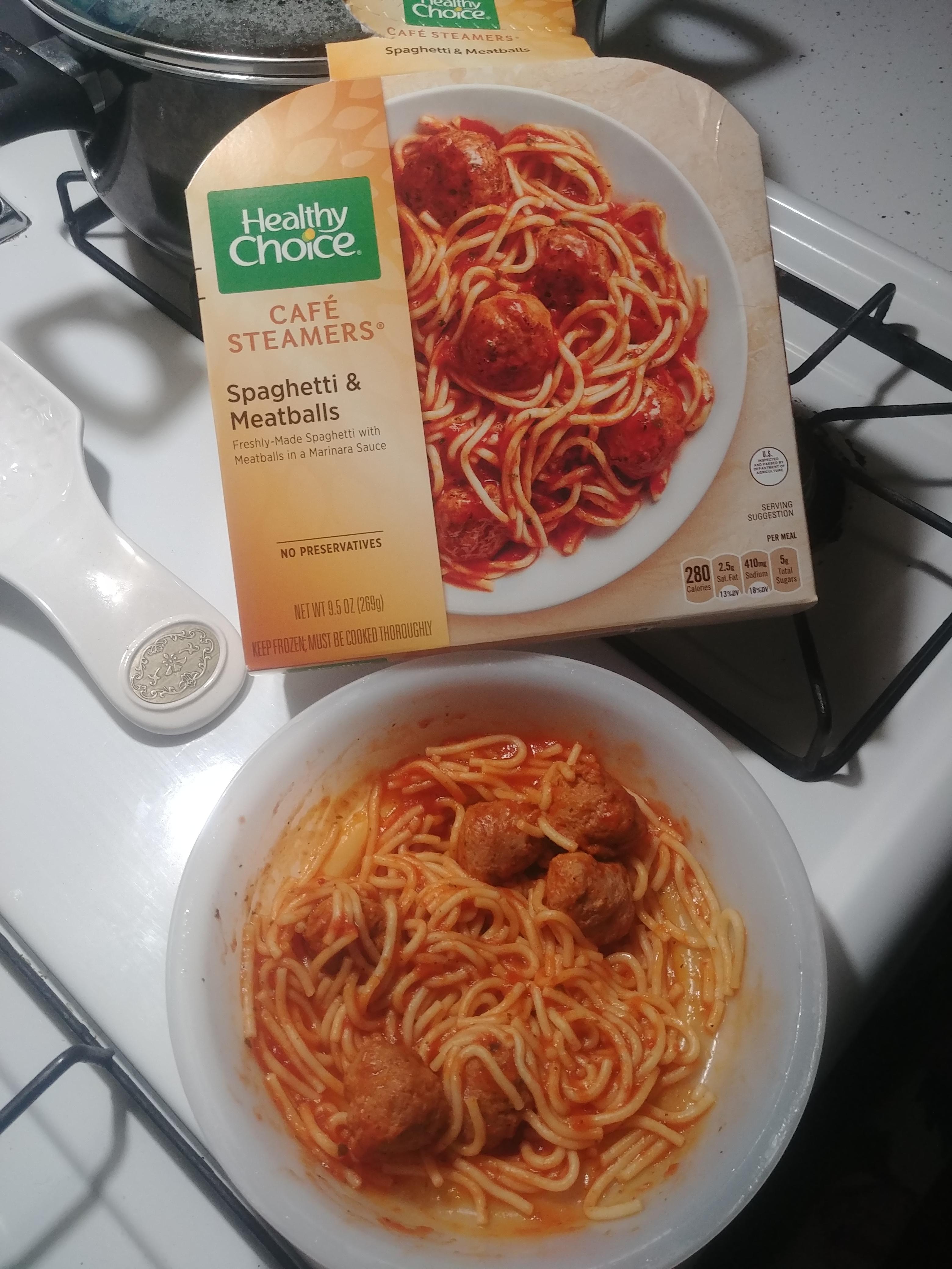 I love these. Healthy Choice Cafe Steamers Spaghetti and Meatballs