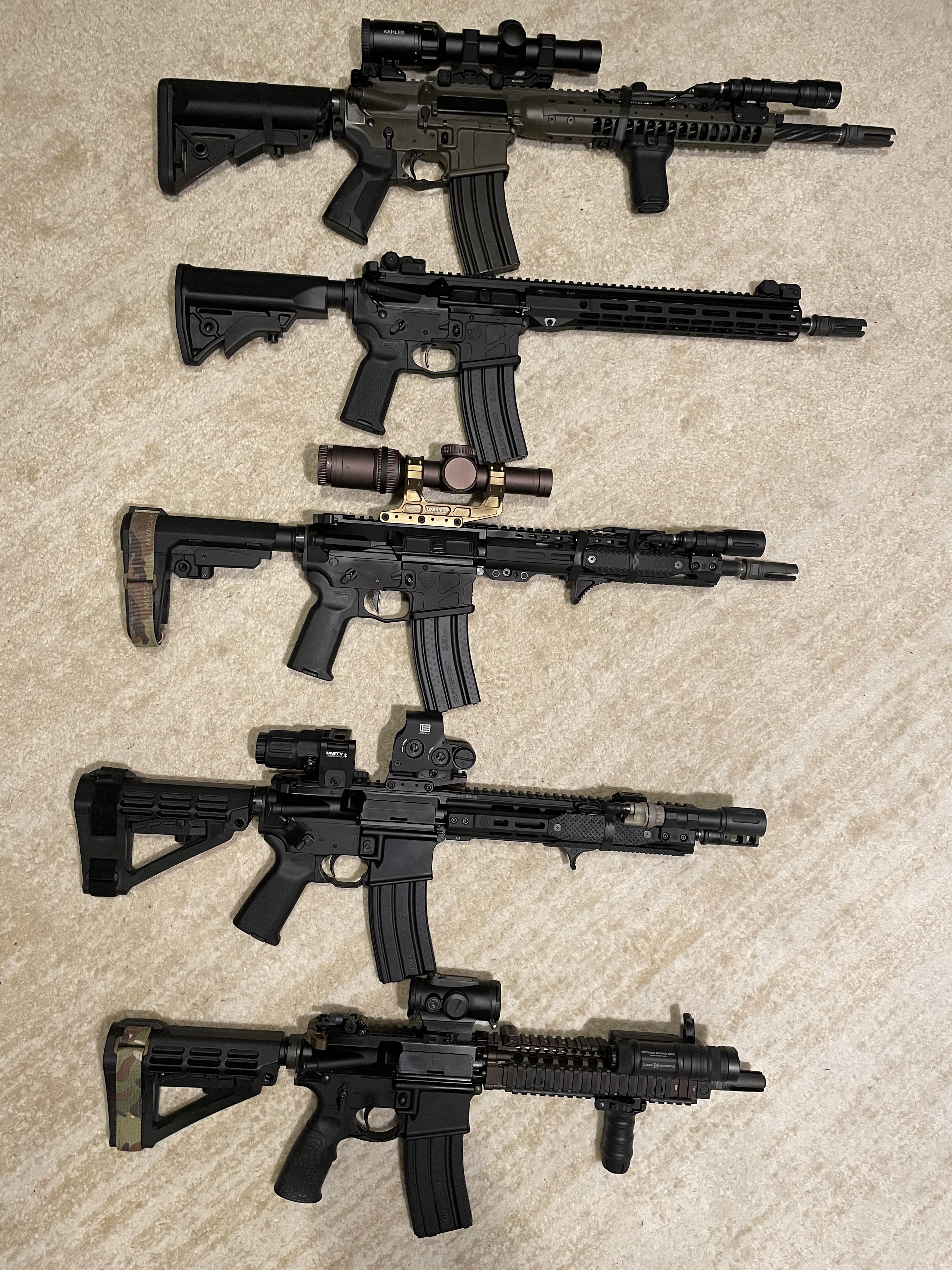 My AR collection so far after roughly a year since my first r/ar15