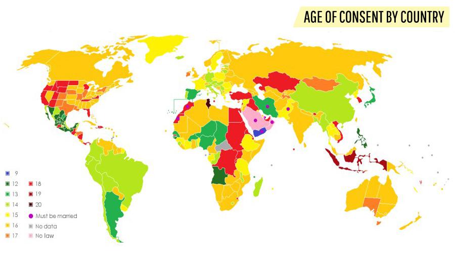 Age of consent around the world r/MapPorn