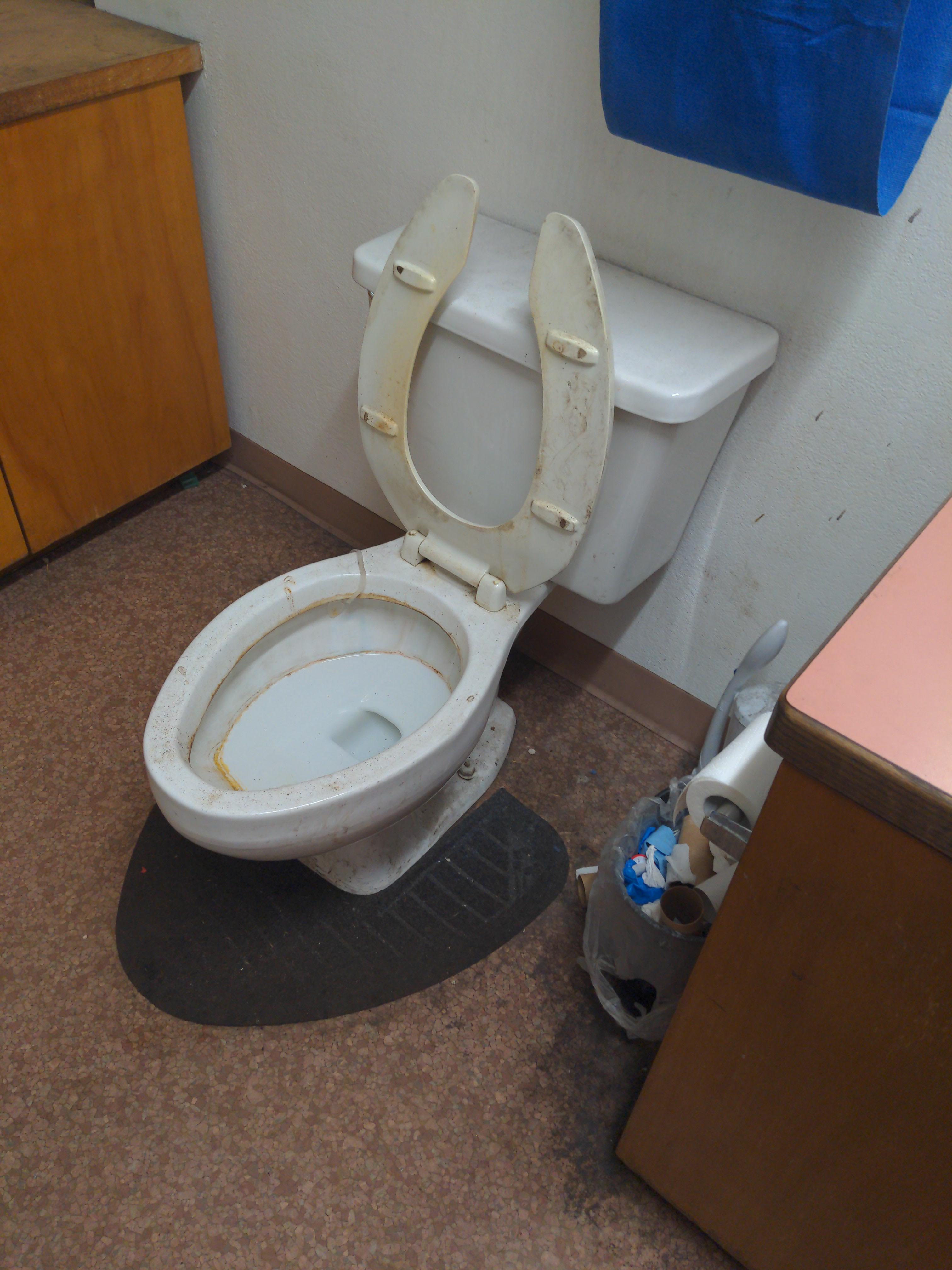 Customer bathroom at vehicle repair shop. What the actual f r/disgusting