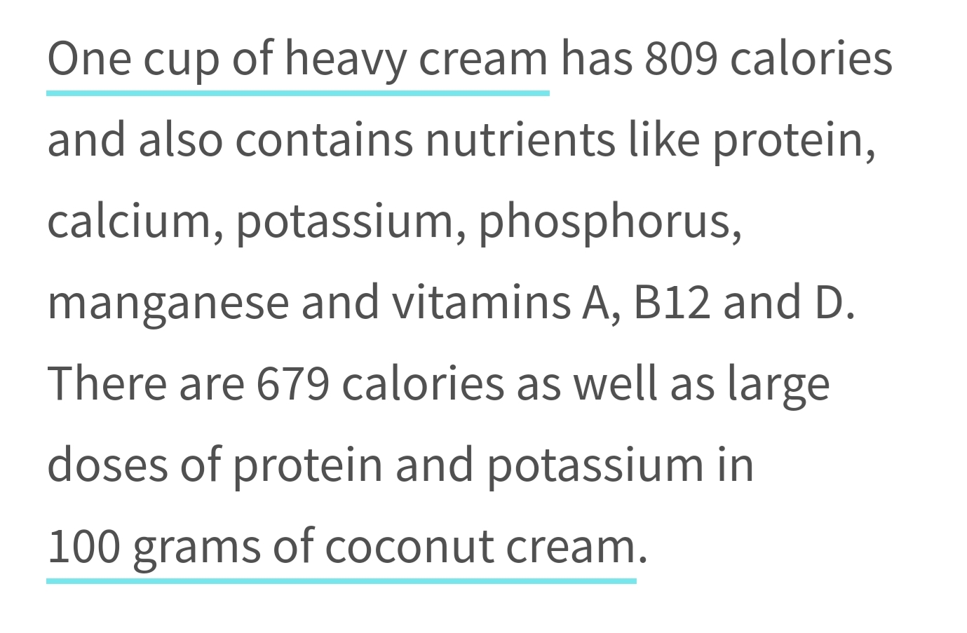 So apparently one cup of heavy cream has 800 calories, so if I