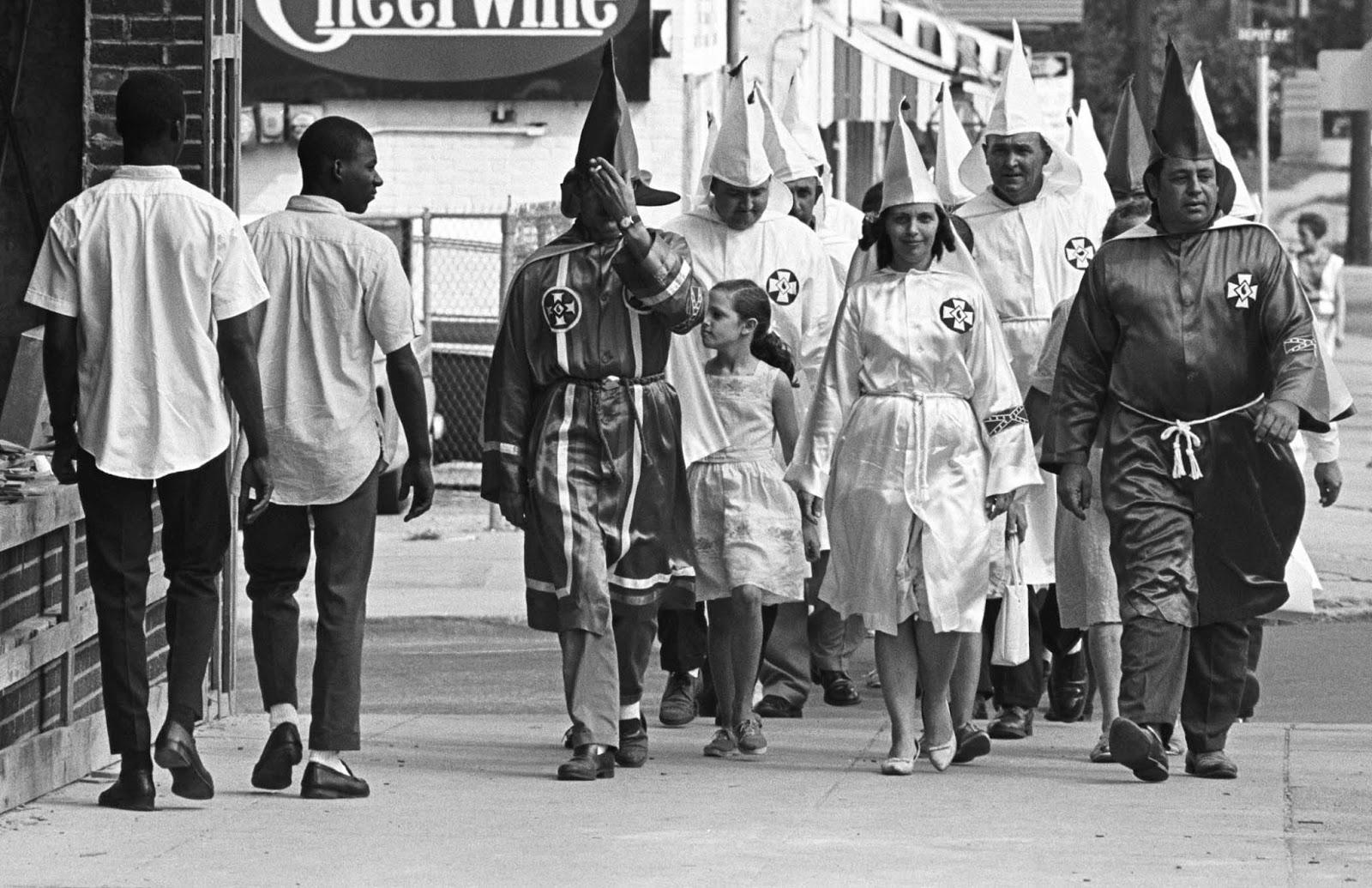 Members of the Klan march through Salisbury, North Carolina, 1964