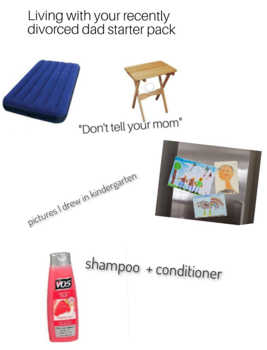 Living with your recently divorced dad starter pack r/starterpacks