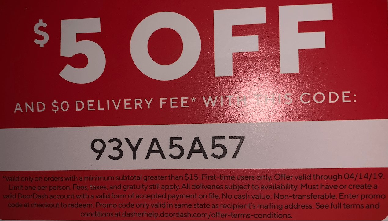 5 off and 0 delivery fee first order on Doordash r/SingleUseCodes