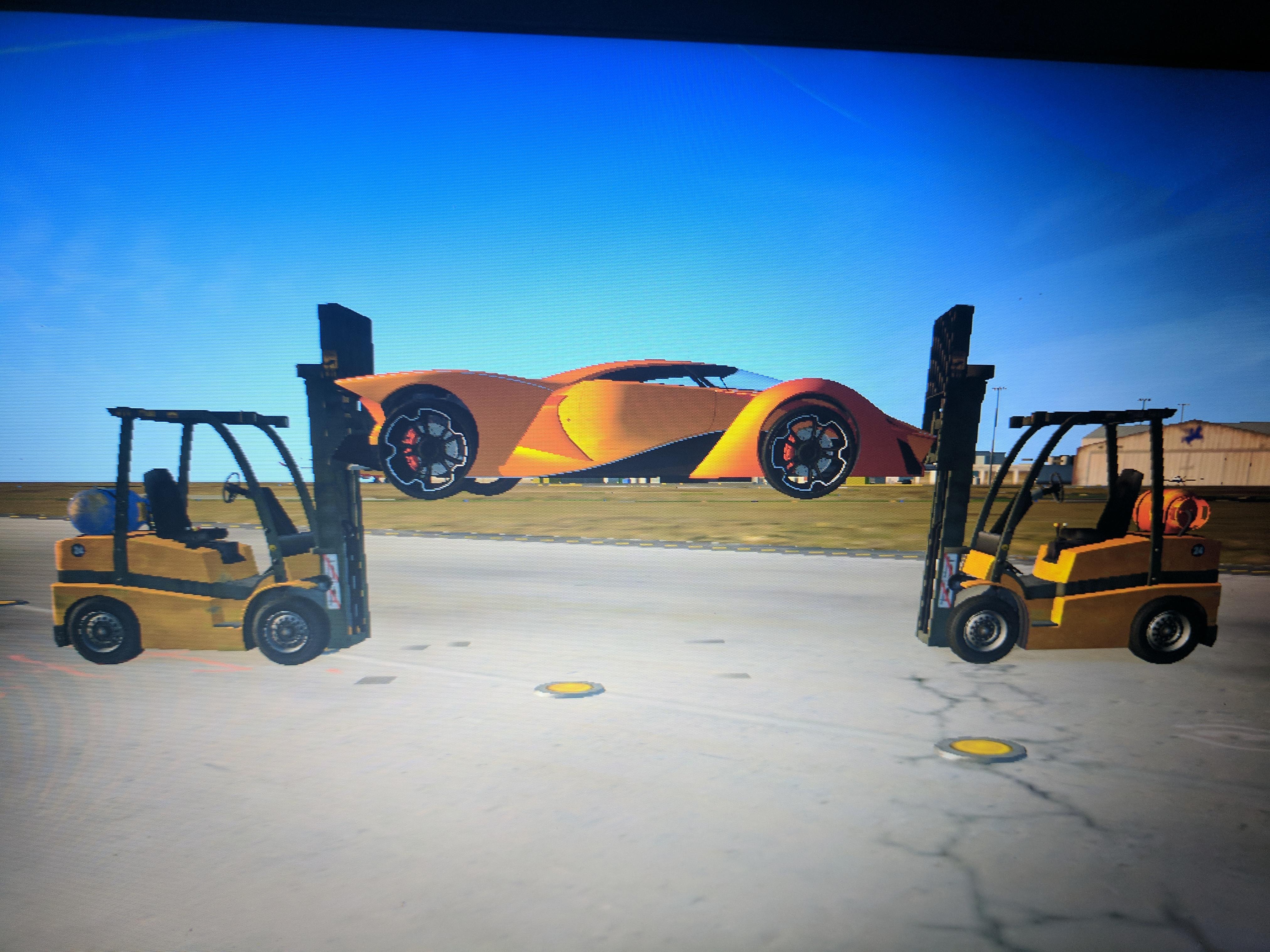 Lifting a car with two forklifts r/GrandTheftAutoV