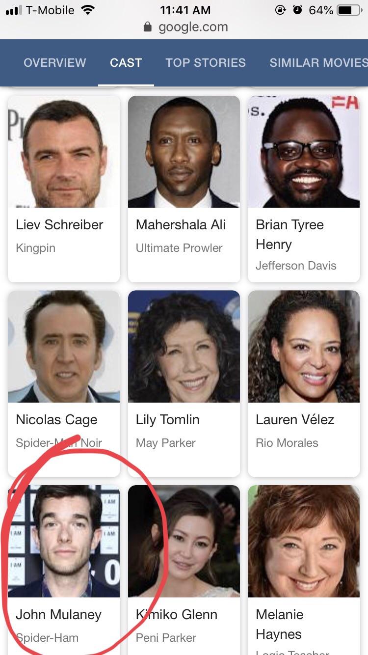 Voice cast for SpiderMan Into the SpiderVerse. SpiderHam! r