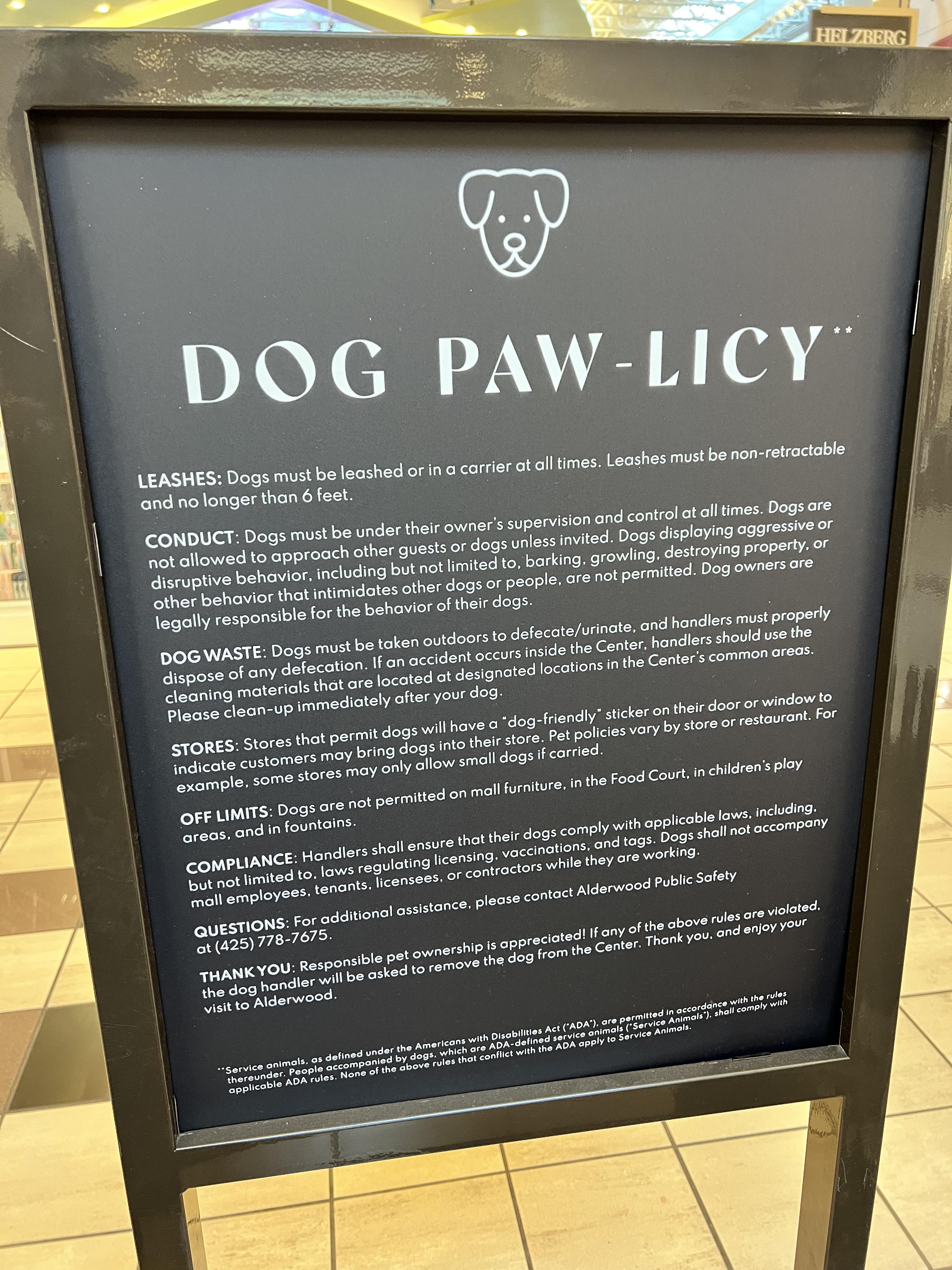 Alderwood Mall’s new pet policy r/LynnwoodWA