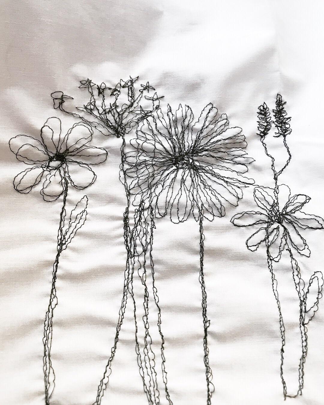 Free motion machine embroidery any tips on how to prevent fabric pulling/bunching? This was my