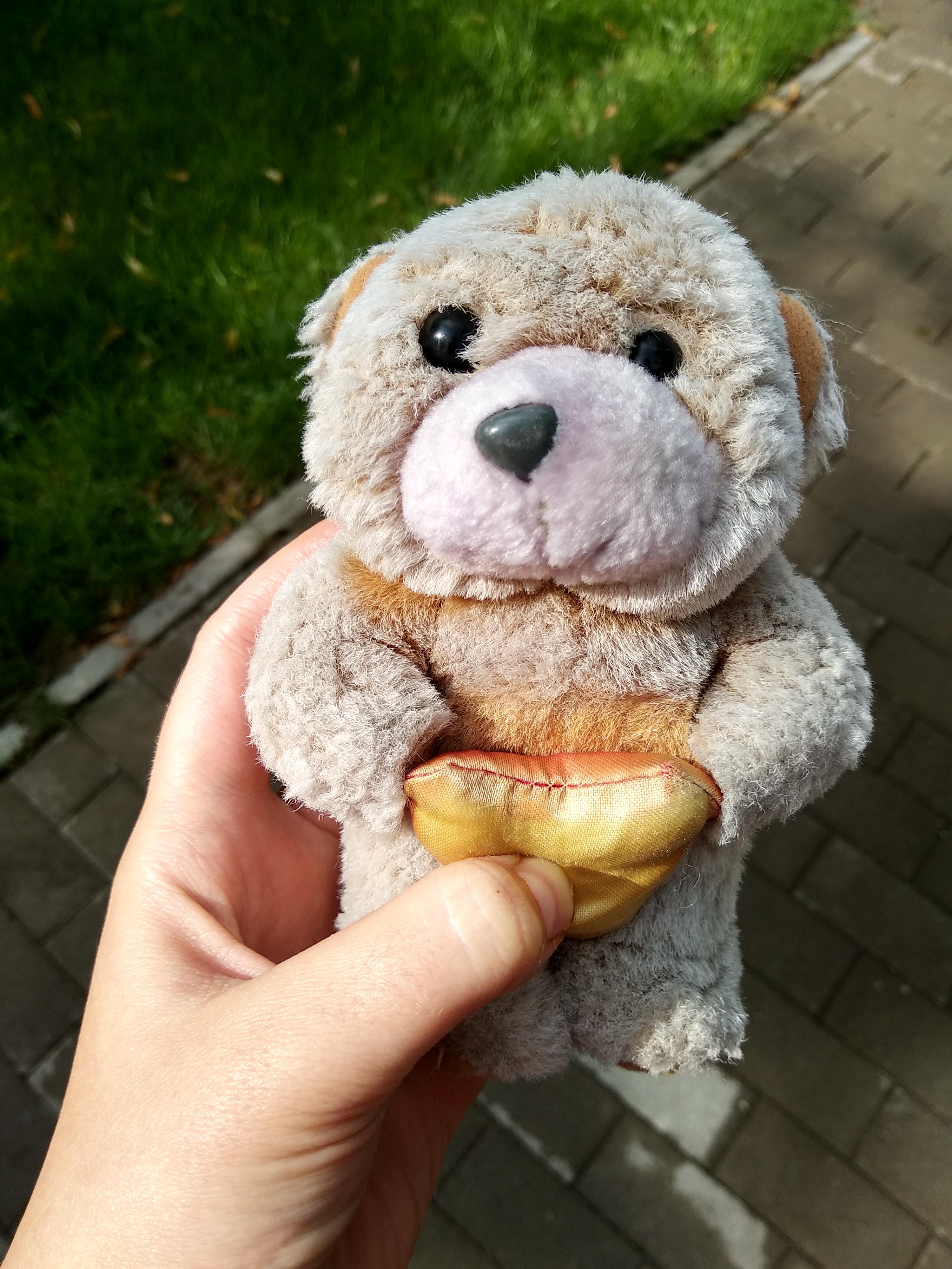 This teddy is so sunbleached from 20+ yrs of exposure to sun that it