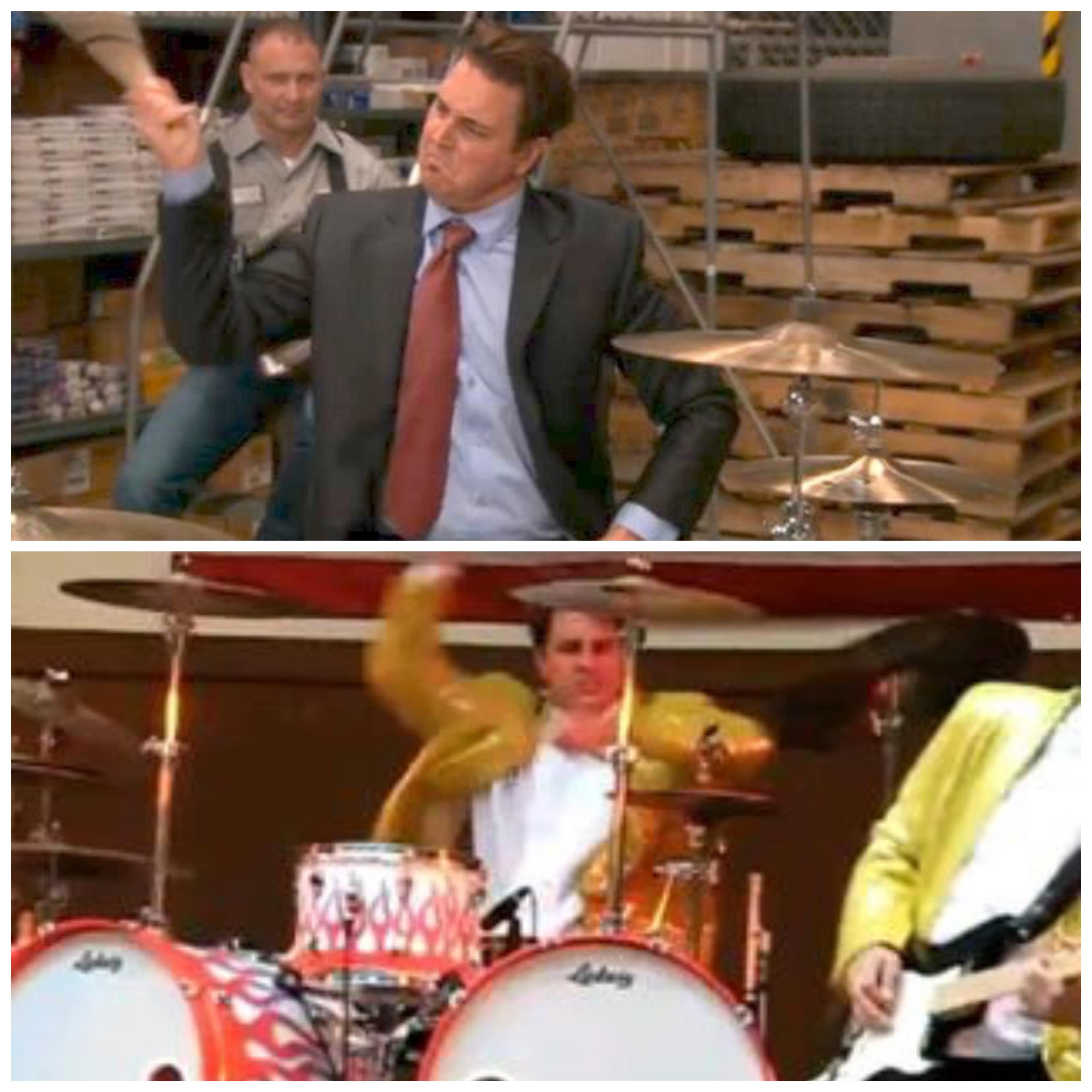 The drummer from Season 8 Episode 7 Pams Replacement is Steve Moore
