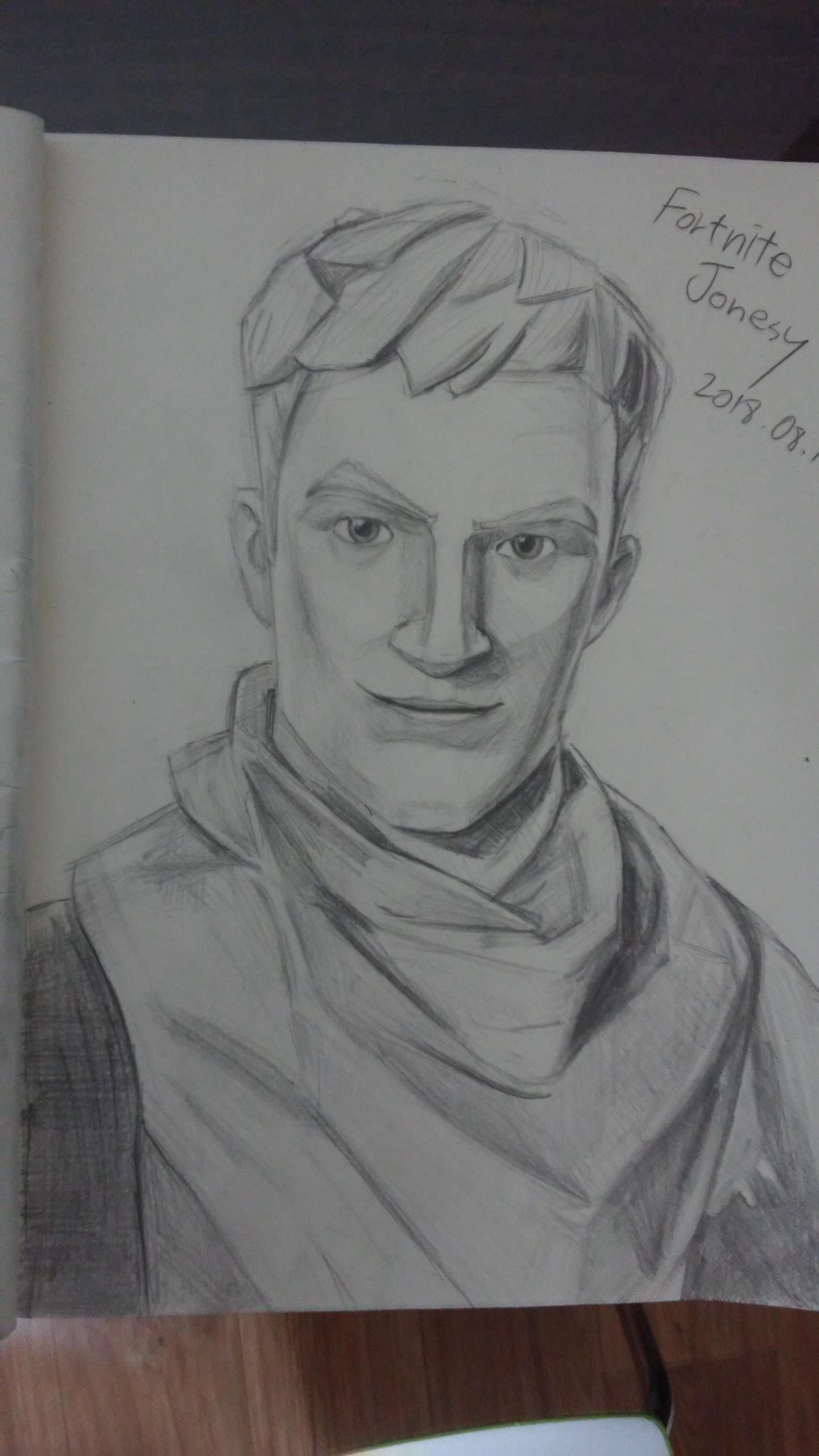 Jonesy. Black and white sketch. FortNiteBR