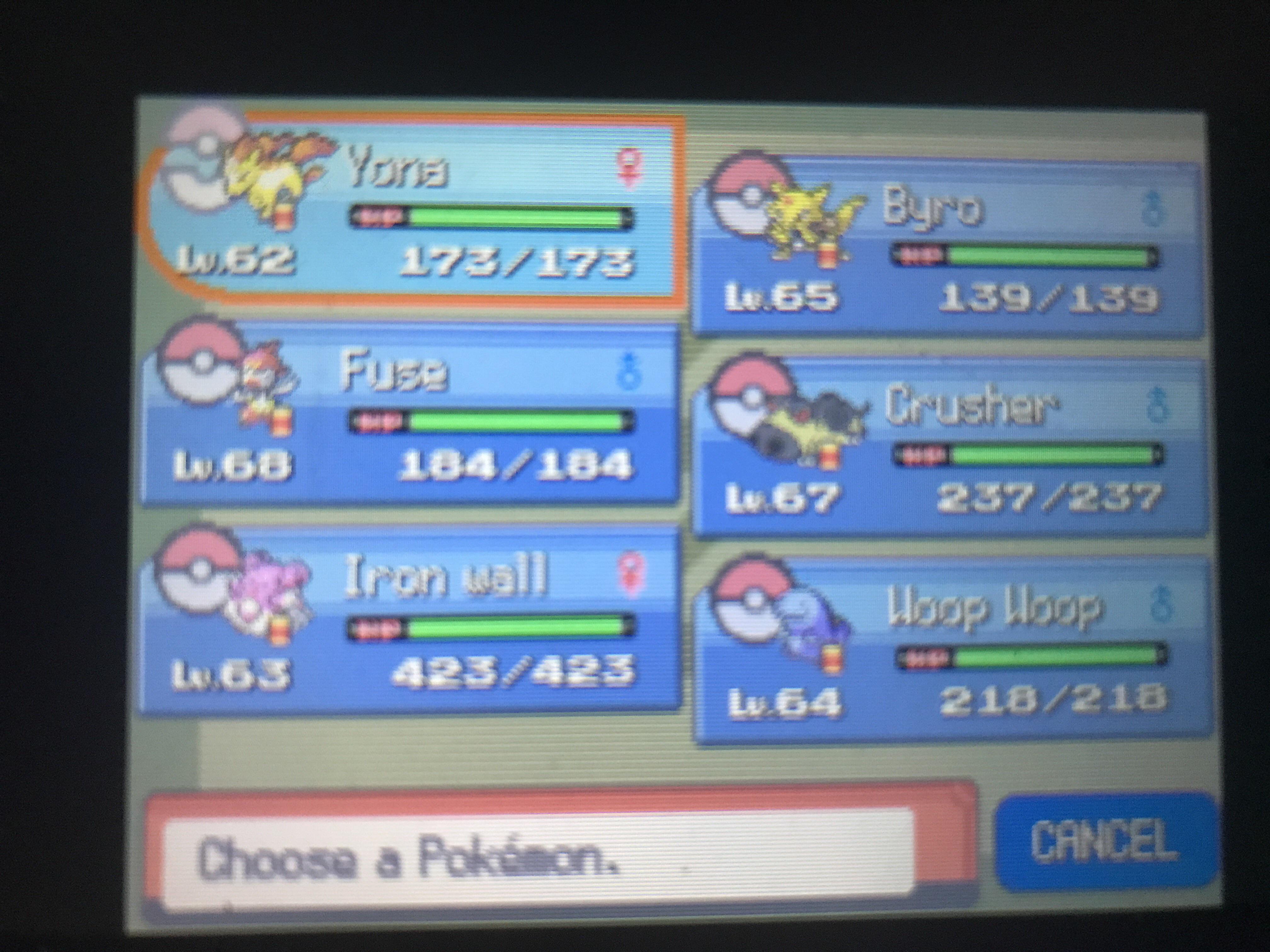 This is it , my team for Pokémon diamond elite 4, my team has had many