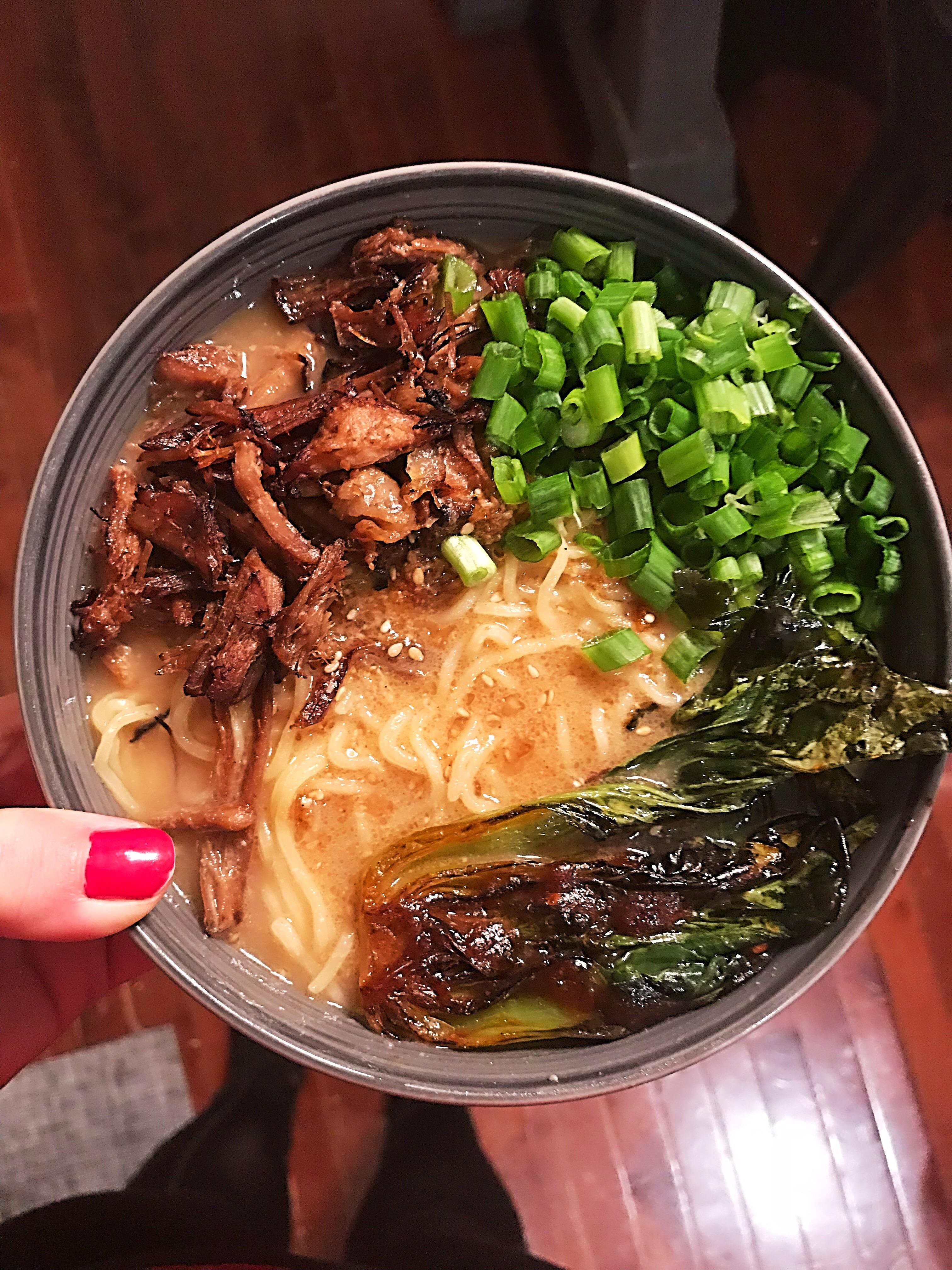 Miso ramen with crispy pork and burnt garlic sesame oil r/seriouseats
