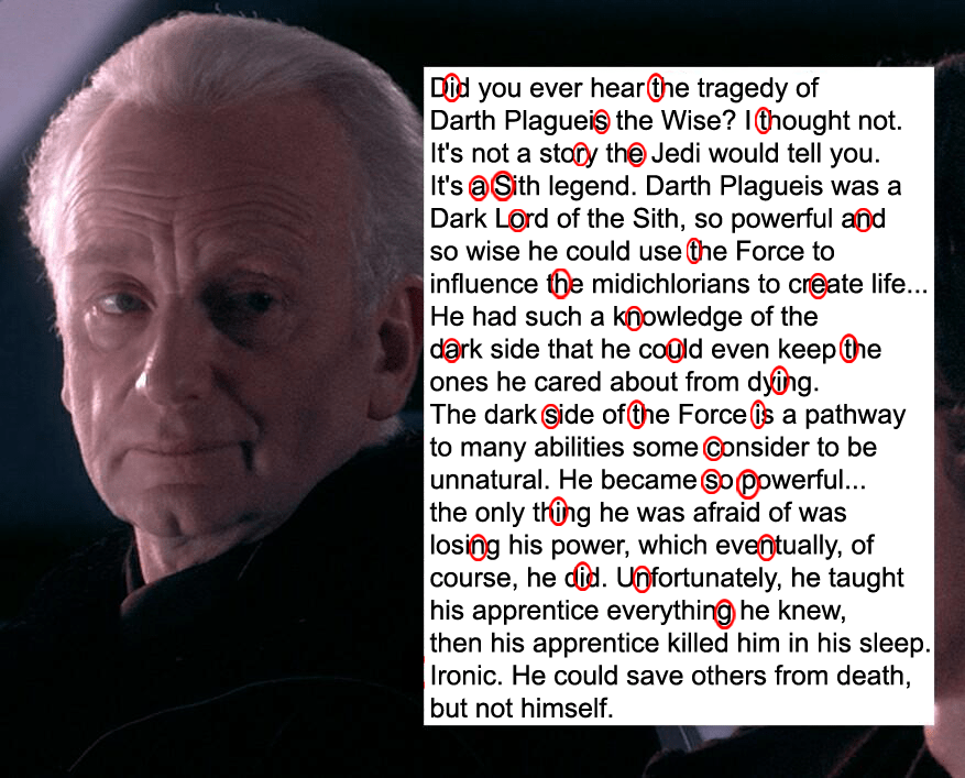 another hidden message of the Tragedy of Darth Plagueis the Wise