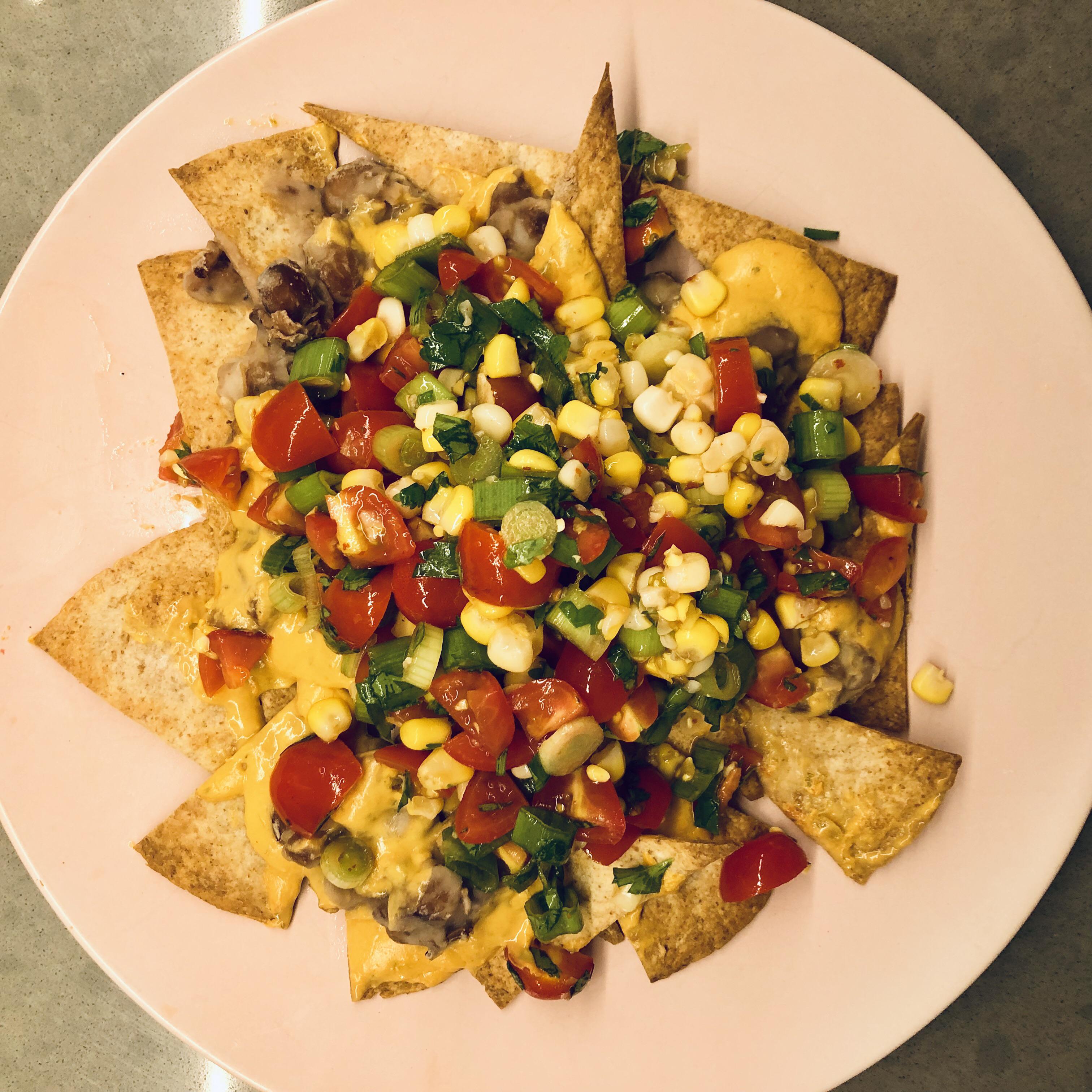 Huge Portion of Delicious and Filling Bean and Cheese Nachos r