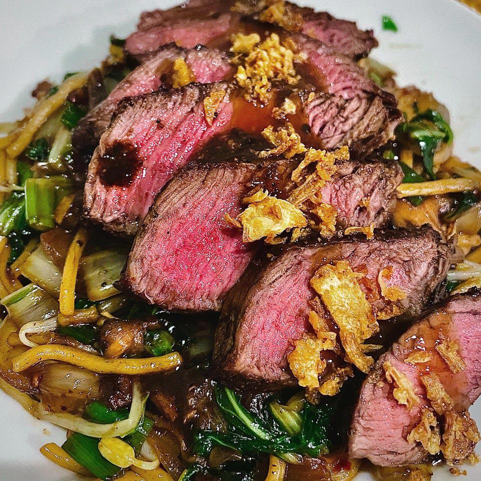 Beef teriyaki noodles with bok choy and shiitake mushrooms recipes
