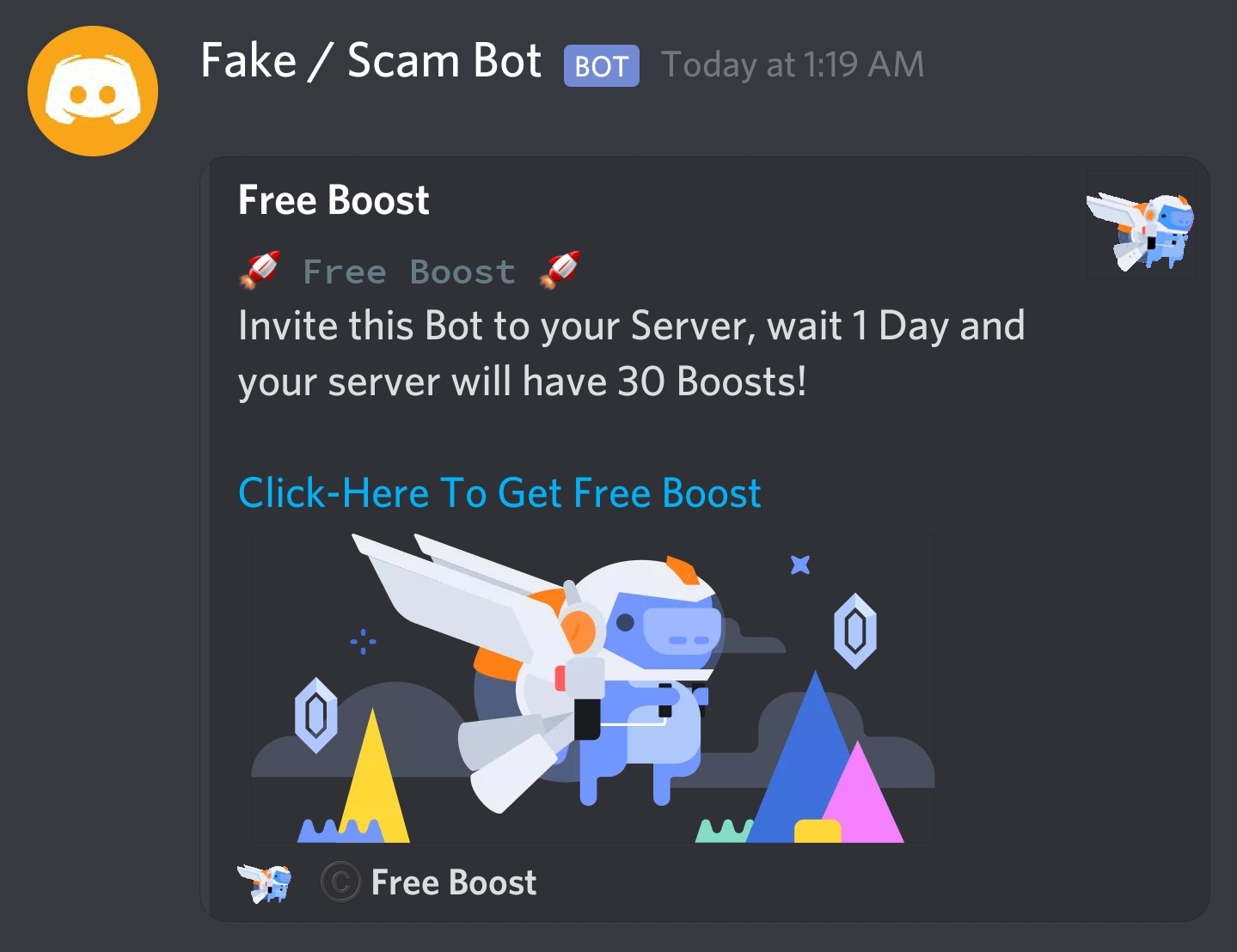 Discord labels scam bots by changing the name and the profile picture