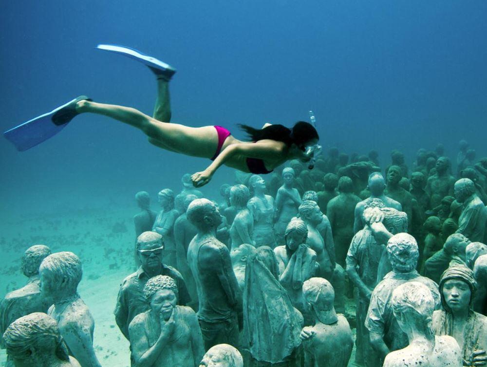 Underwater Museum in Cancun, Mexico with total of 500 submerged