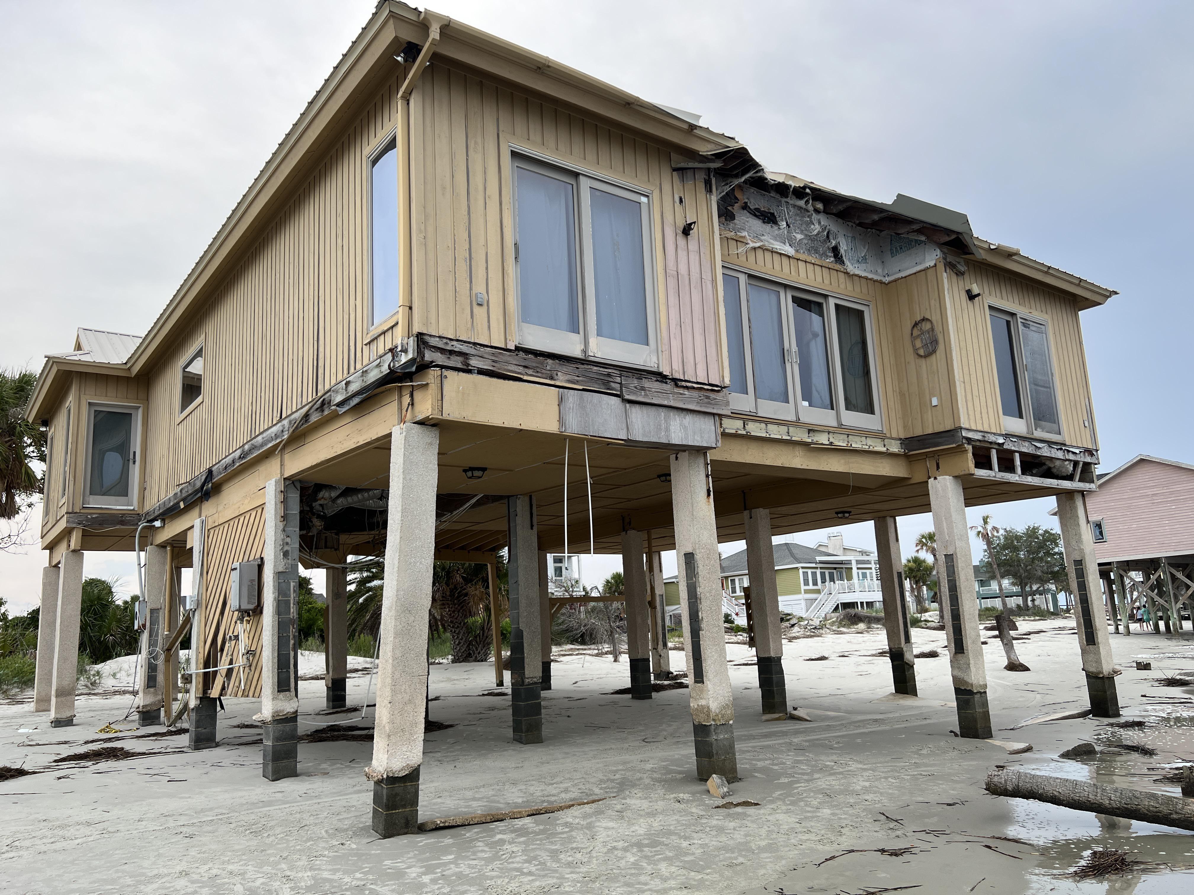 One of the 4 homes abandoned due to Hurricane damage and beach erosion