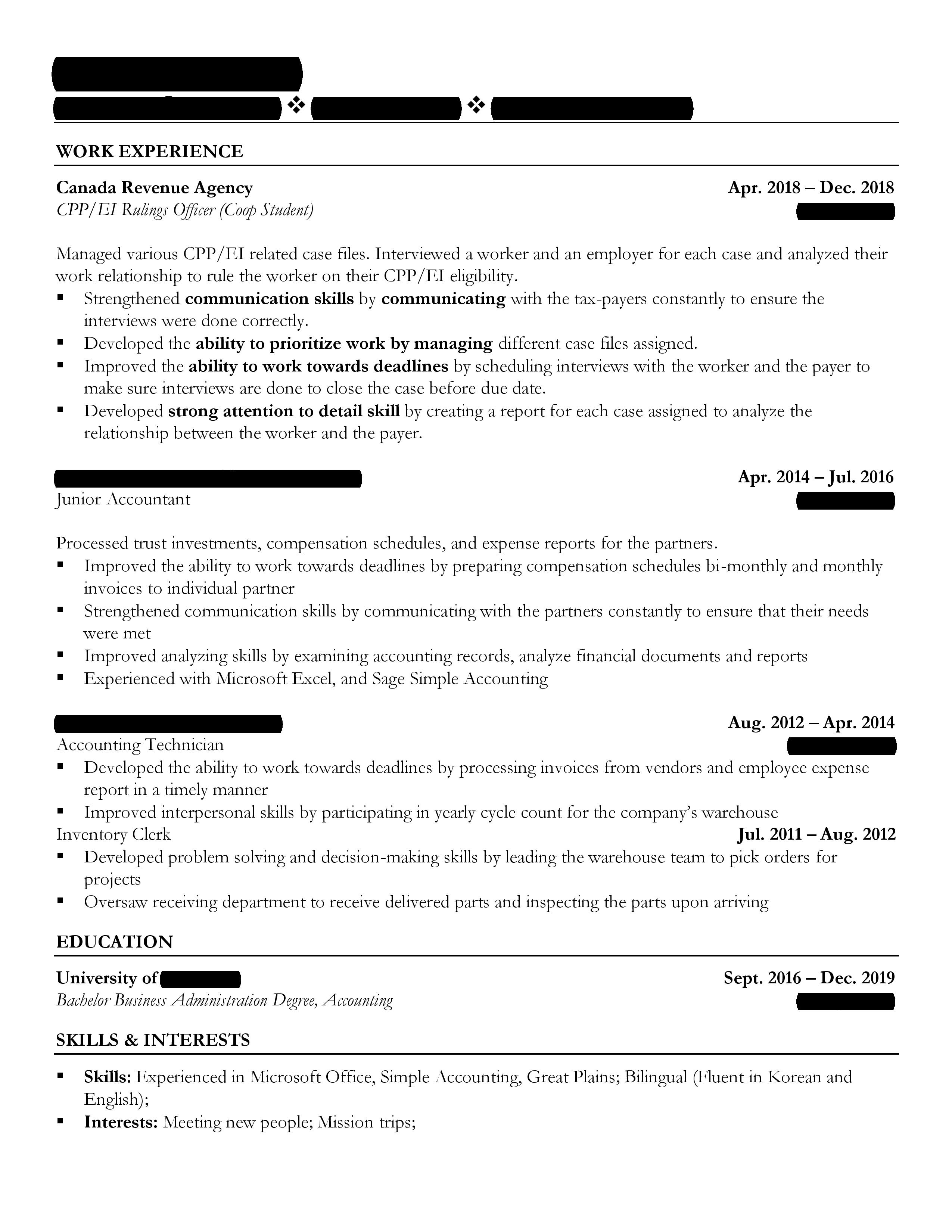 Accounting student looking for entrylevel jobs r/resumes