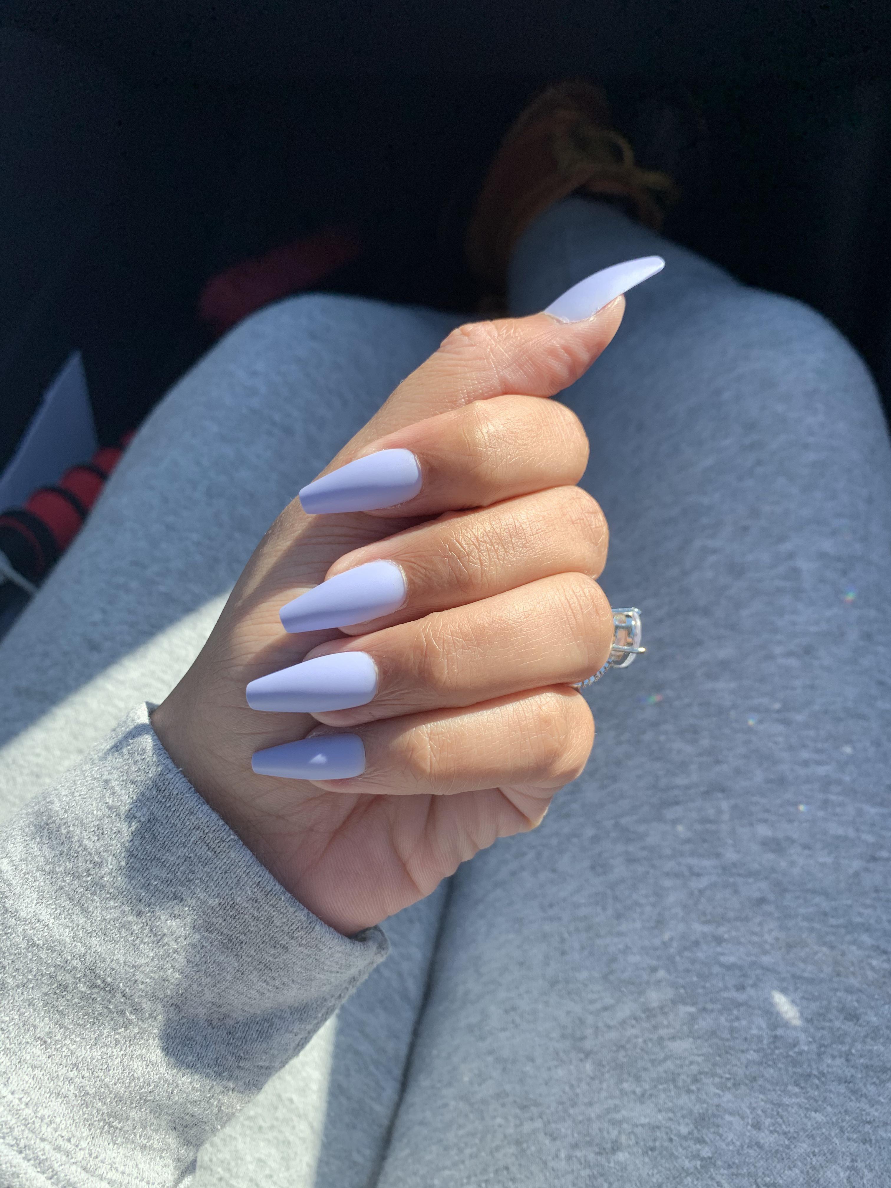 Periwinkle! I’m obsessed with the coffin shape lately Nails