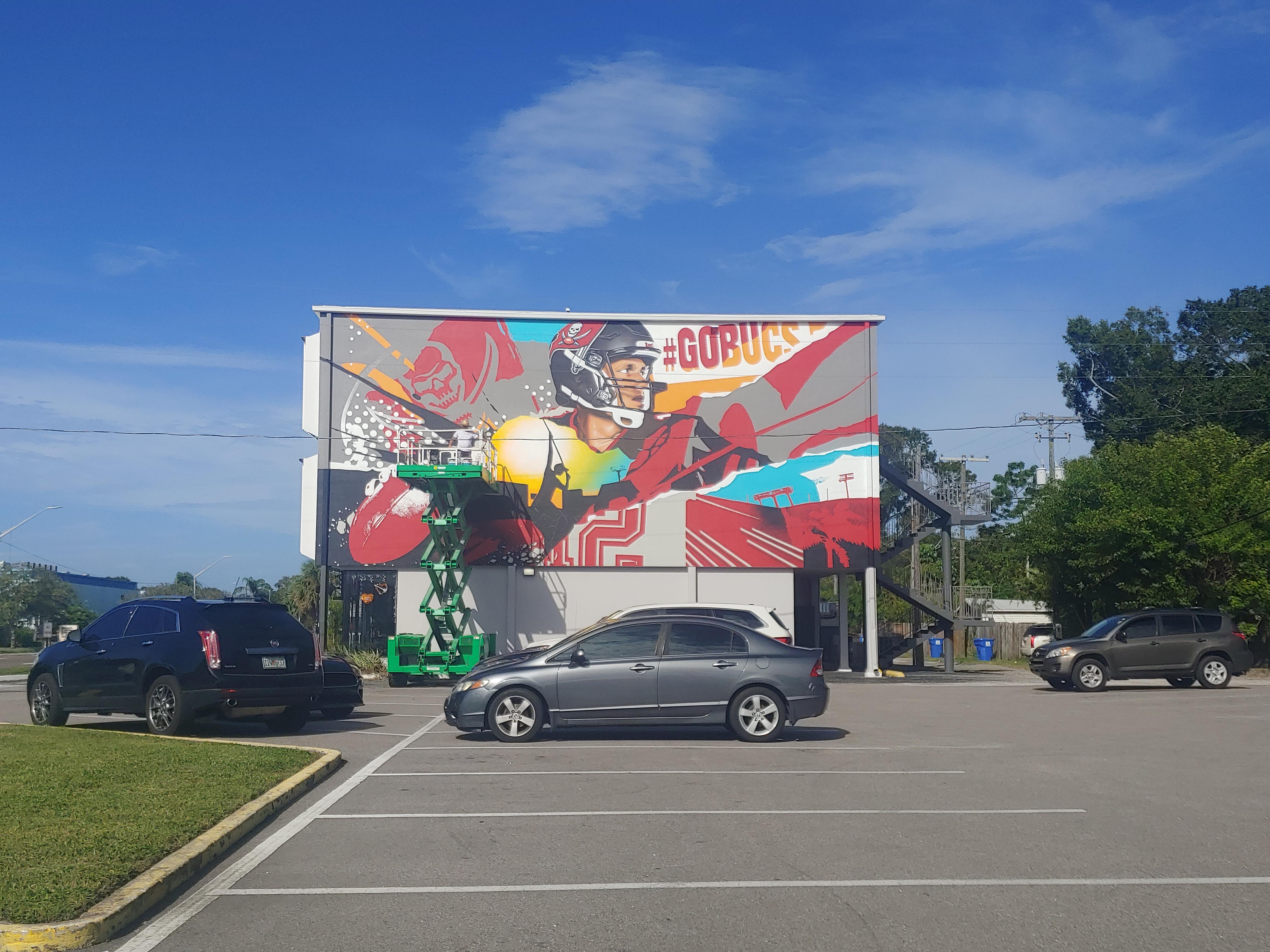 New Bucs Mural going up in St. Pete. Building at 5th Ave N and 31st St