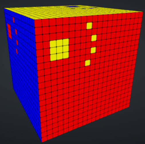 Flag of China but it's on a 20x20 simulated Rubik's cube r
