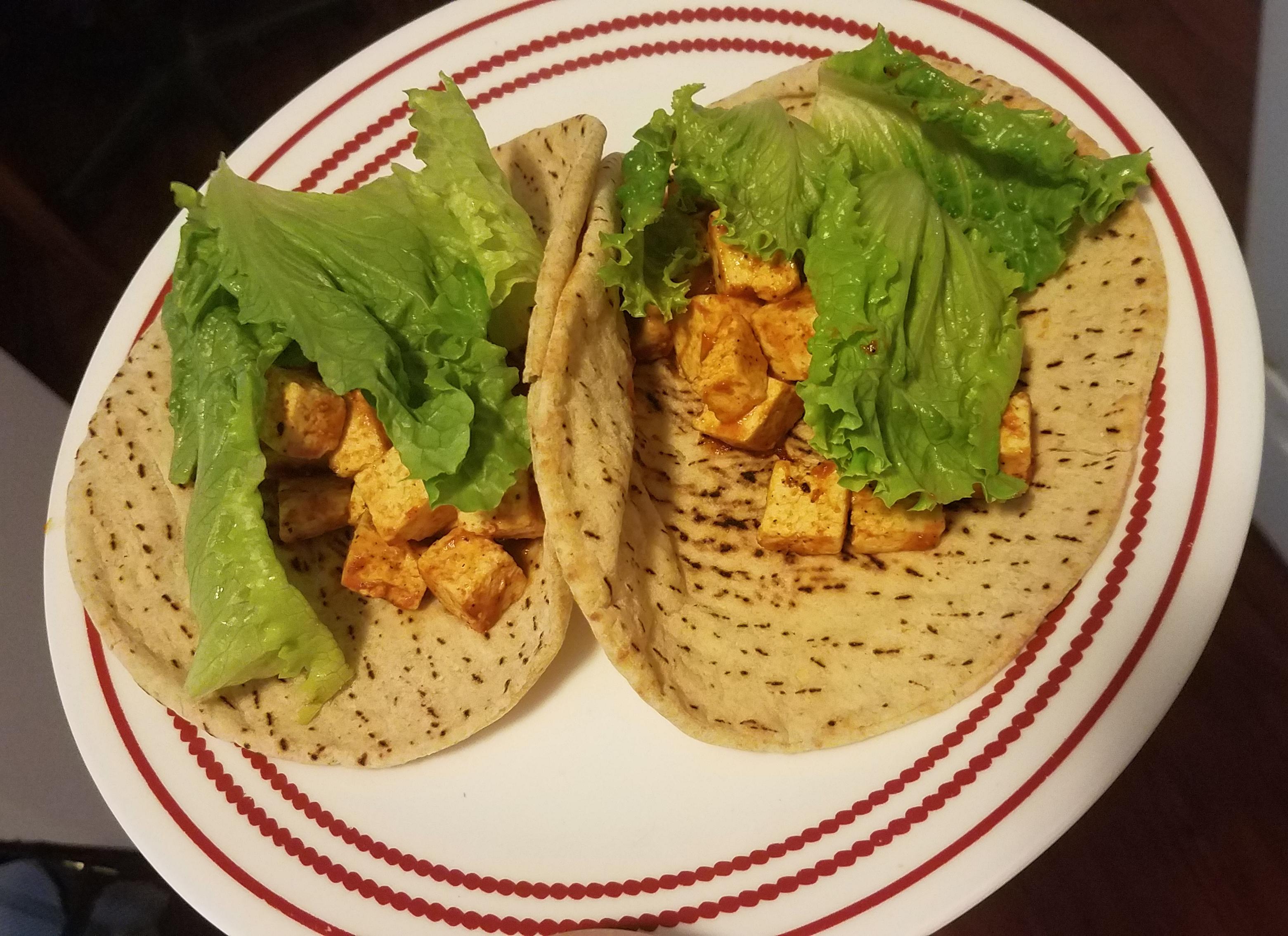 BBQ tofu wraps 310 calories r/vegan1200isplenty