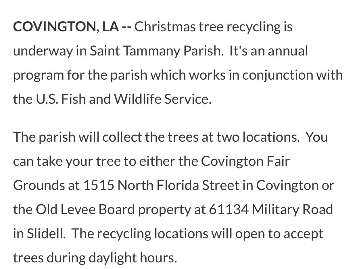 Christmas Tree drop offs r/NorthshoreLA