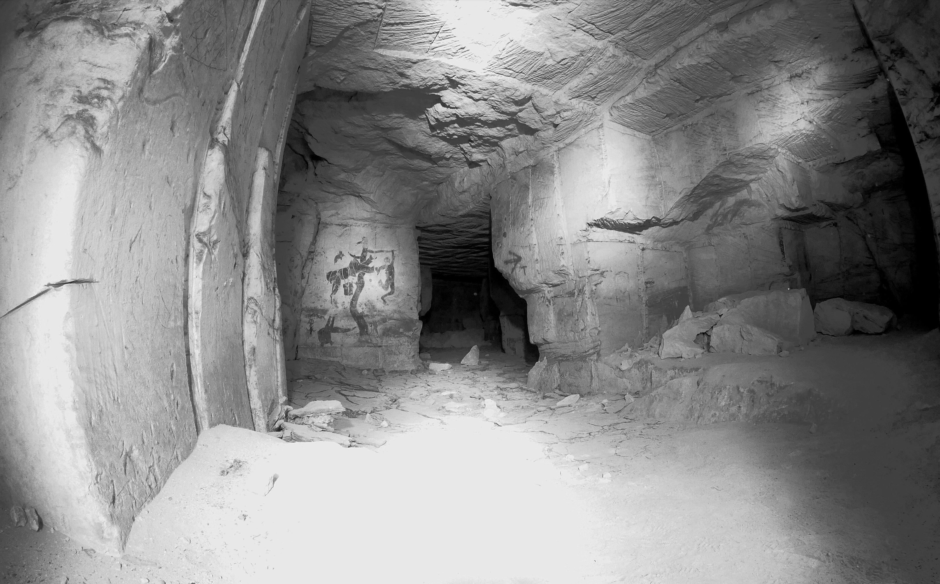 A beautiful scenery inside a underground quarry in the Netherlands. The